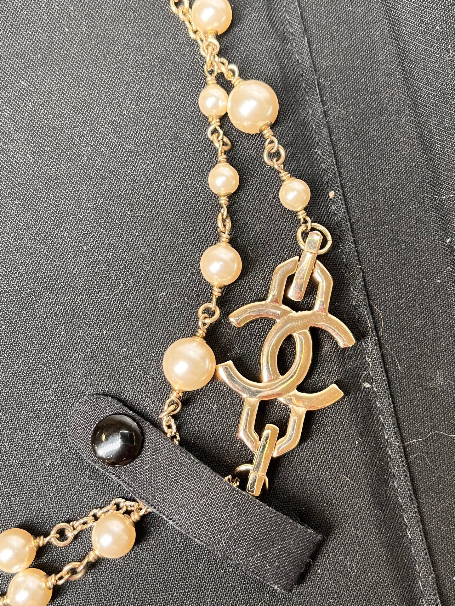 Pre-Owned CHANEL™ Long Pearl Silver Necklace, 48”