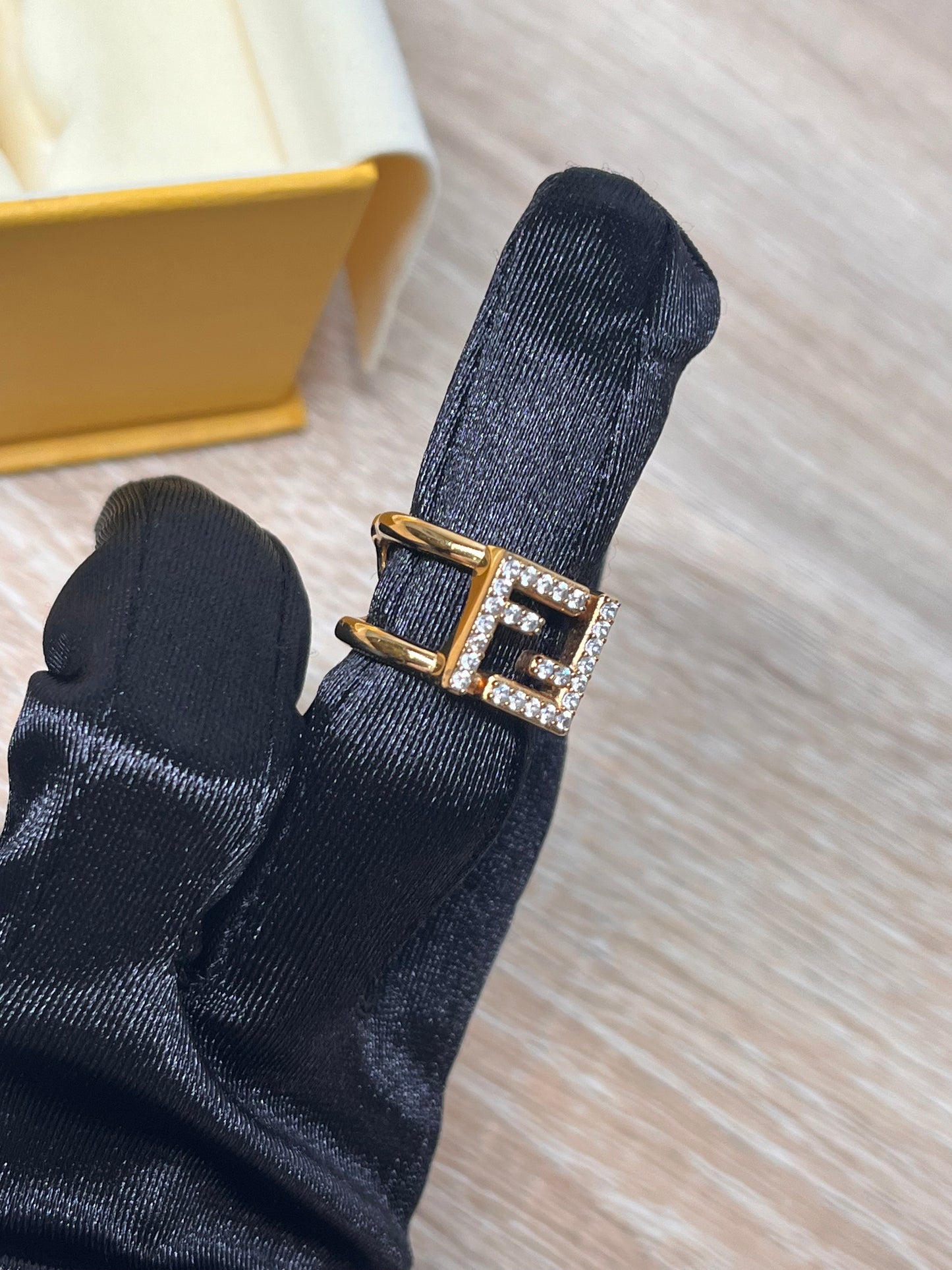 Pre-Owned FENDI FF Gold Ring, Small