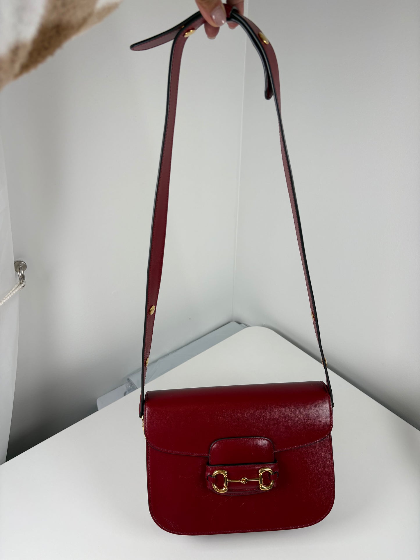 Pre-Owned GUCCI 1955 Horsebit Handbag, Red, Medium