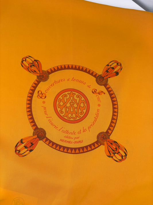 Pre-Owned HERMES Blaso Silk Scarf, Orange/Mango