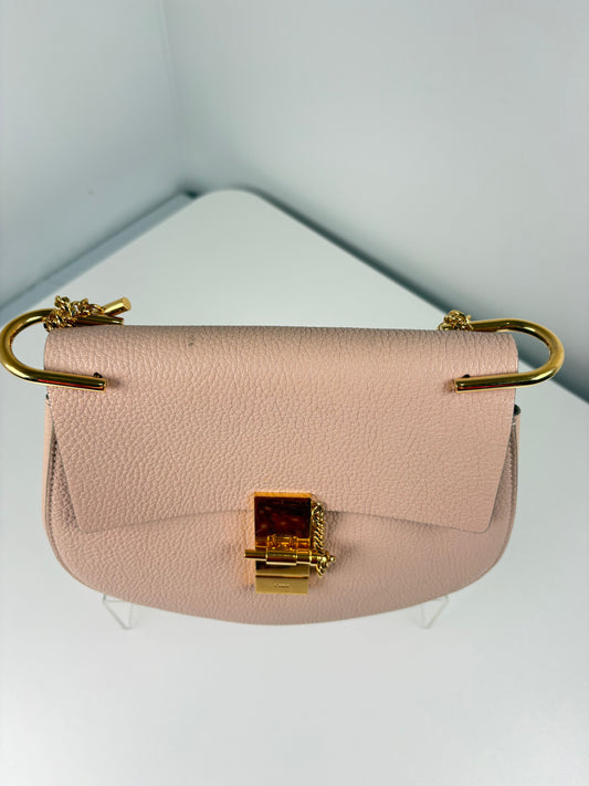 Pre-Owned CHLOE Frew Pebbled Handbag, Pink/Nude, Small