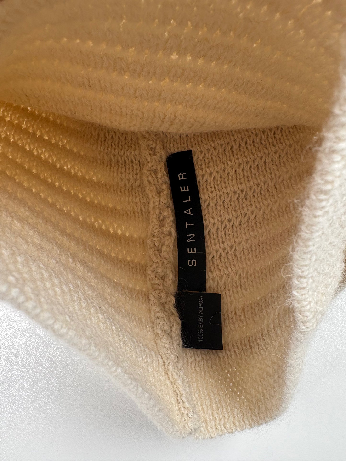Pre-Owned SENTALER Ribbed Hat, Ivory