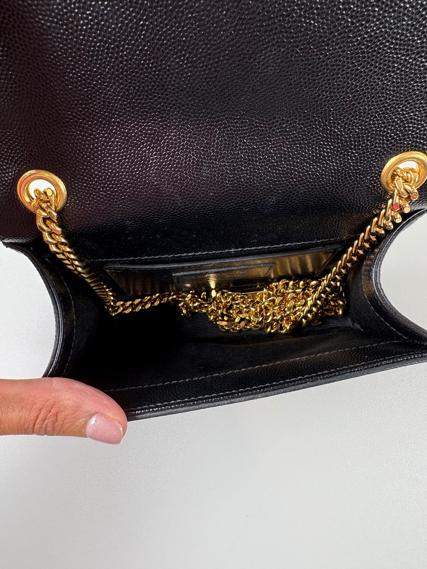 Pre-Owned SAINT LAURENT Kate In Grain de poudre embossed leather Handbag, Black, Mini