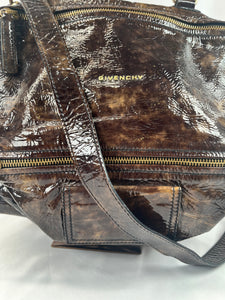 Givenchy Crinkled Patent Pandora Aubergine Handbag, Small