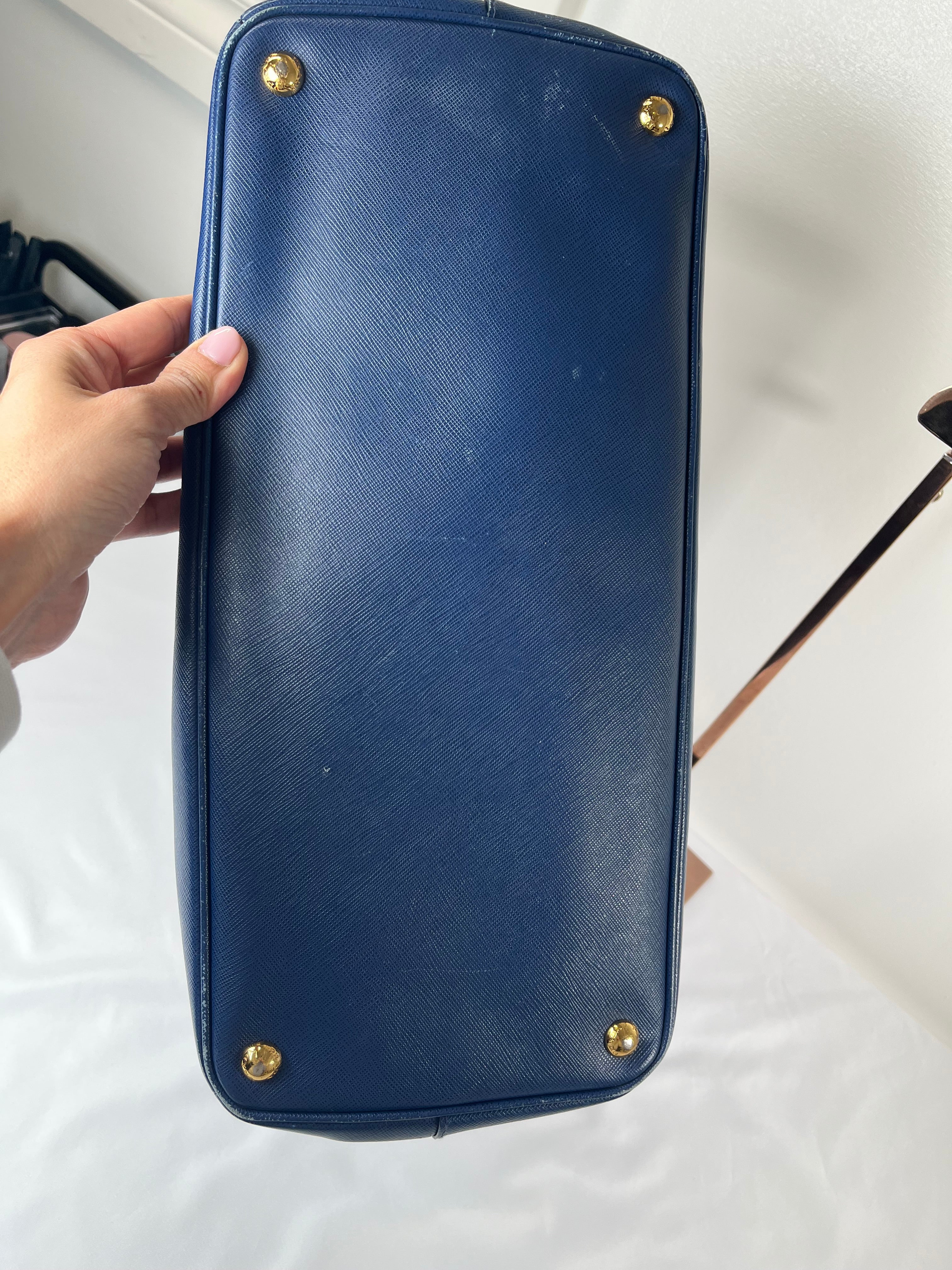 Prada Saffiano Galleria Top Handle Blue Handbag