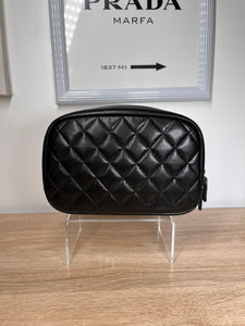 Pre-Owned CHANEL™ Caviar Quilted Cosmetic Black Pouch