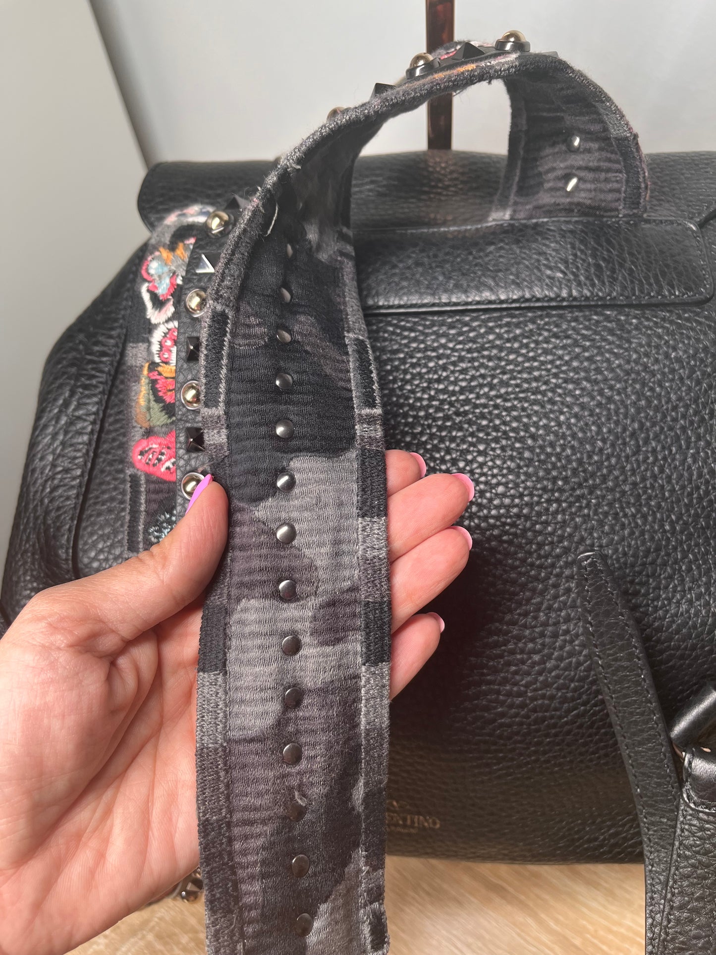Pre-Owned VALENTINO Rockstud - Special edition straps Black Backpack, 11 by 13 by 5"
