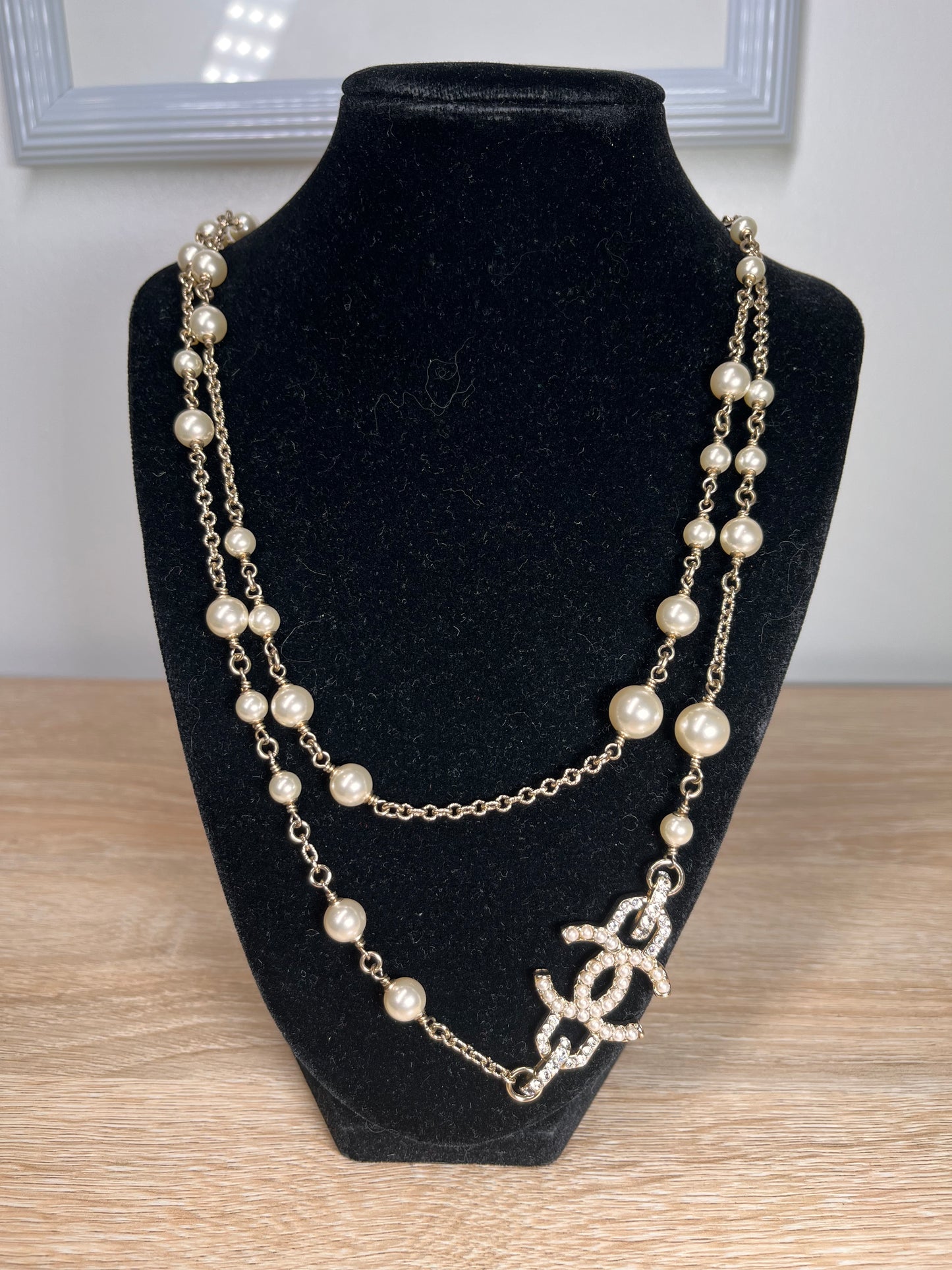 Pre-Owned CHANEL™ Long Pearl Silver Necklace, 48”