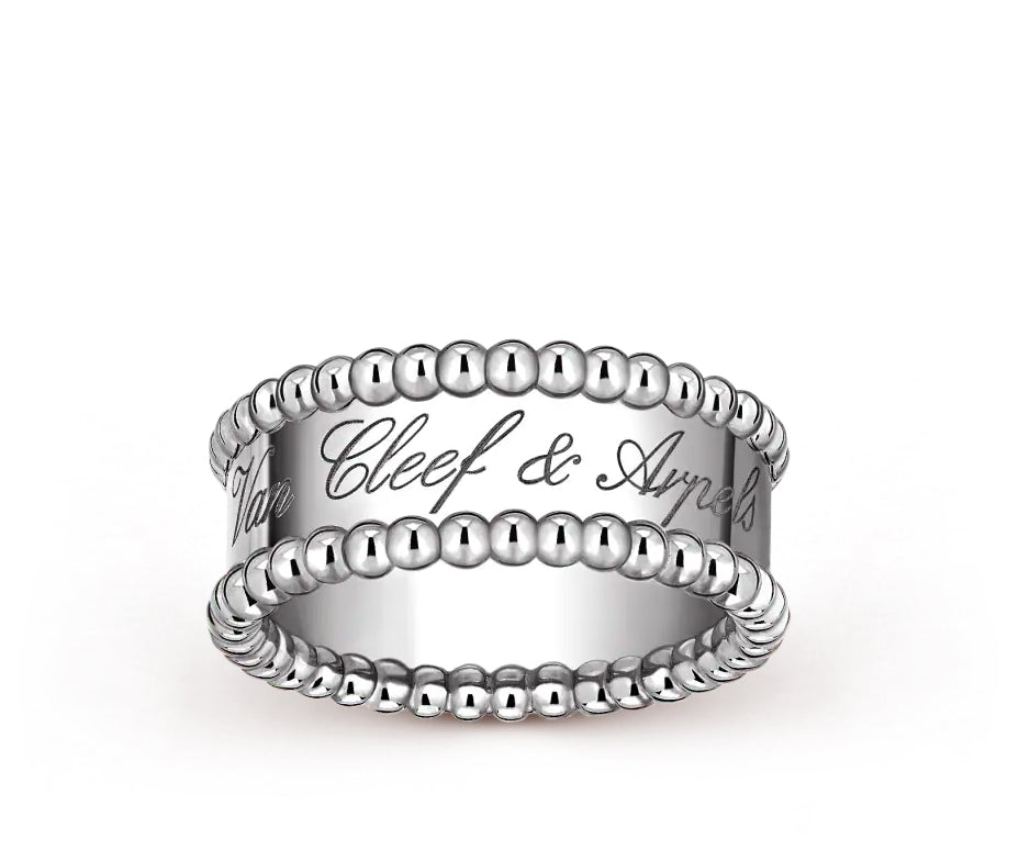 Pre-Owned VAN CLEEF ARPELS Perlee Signature 18K White Gold Ring, 51