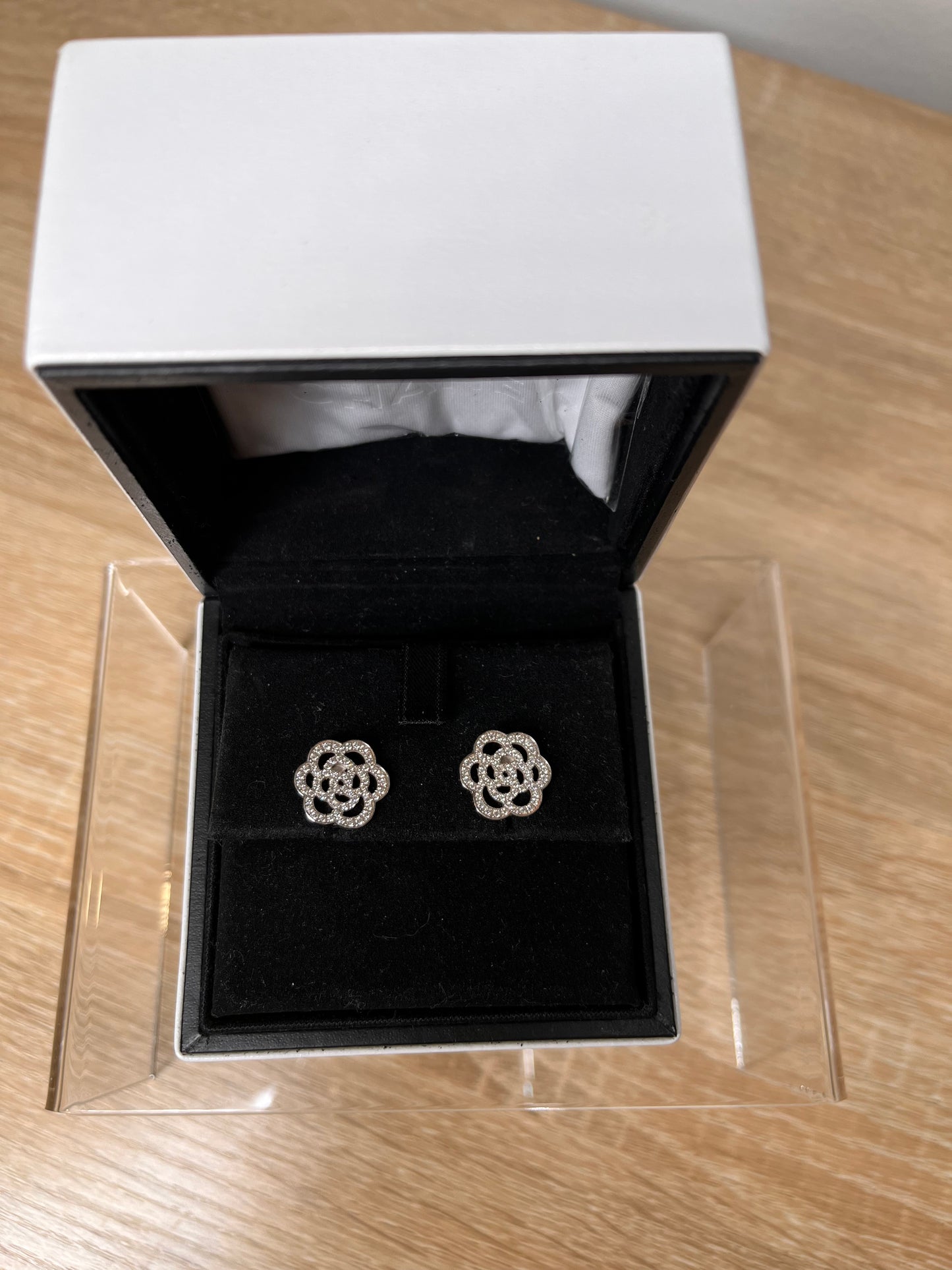 Pre-Owned CHANEL™ Camelia Ajoure Diamond Earrings
