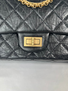 Pre-Owned CHANEL™ Reissue 2.55 Black/GHW Handbag