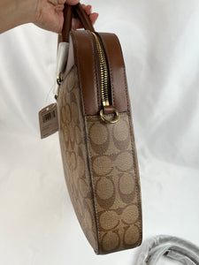 Pre-Owned COACH Coated Canvas & Leather Brown/Beige Laptop Bag
