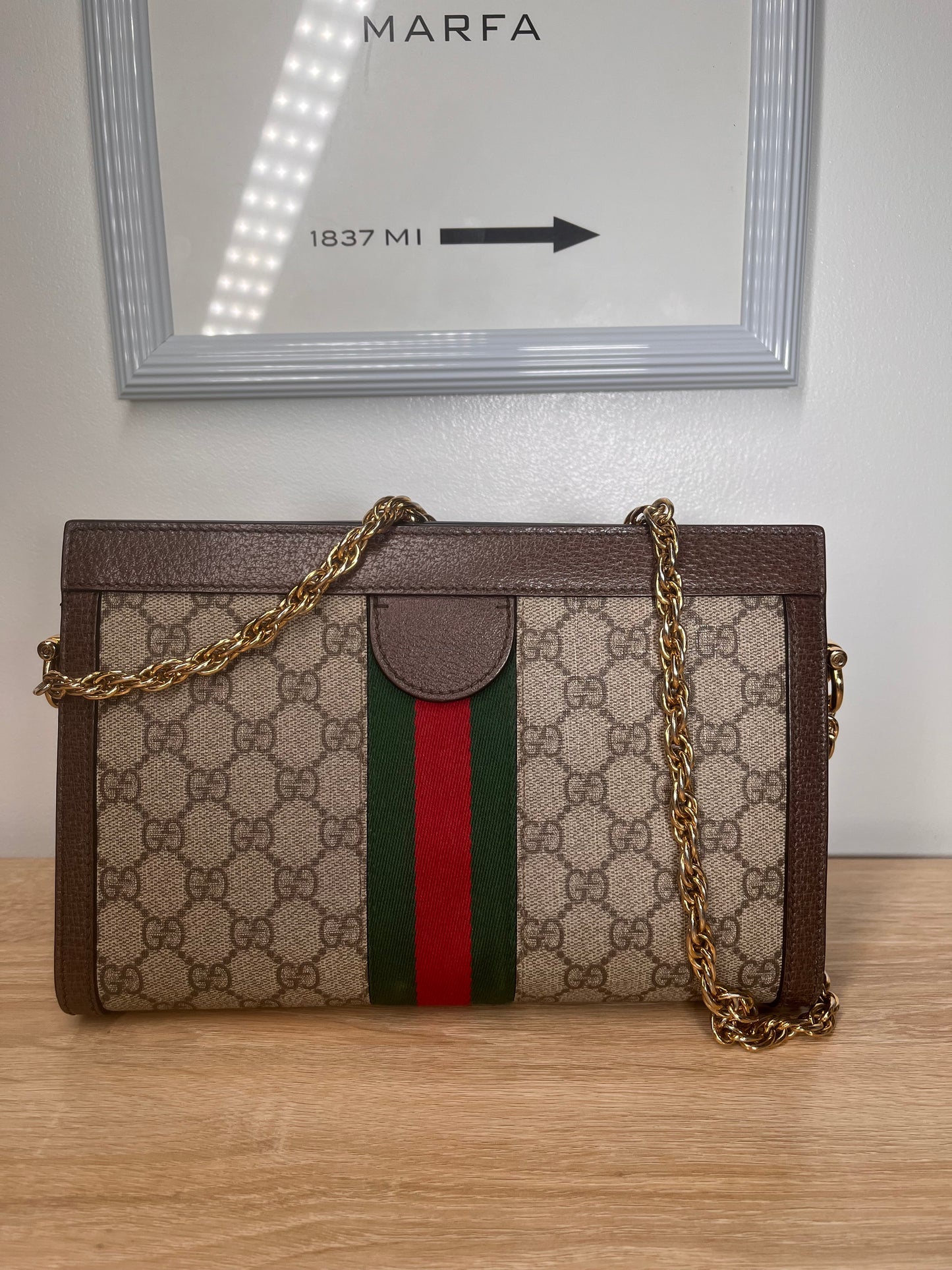 Pre-Owned GUCCI Ophidia Chain Strap Ophidia Handbag, Small