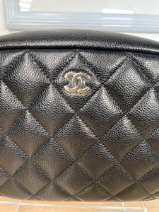 Pre-Owned CHANEL™ Caviar Quilted Cosmetic Black Pouch