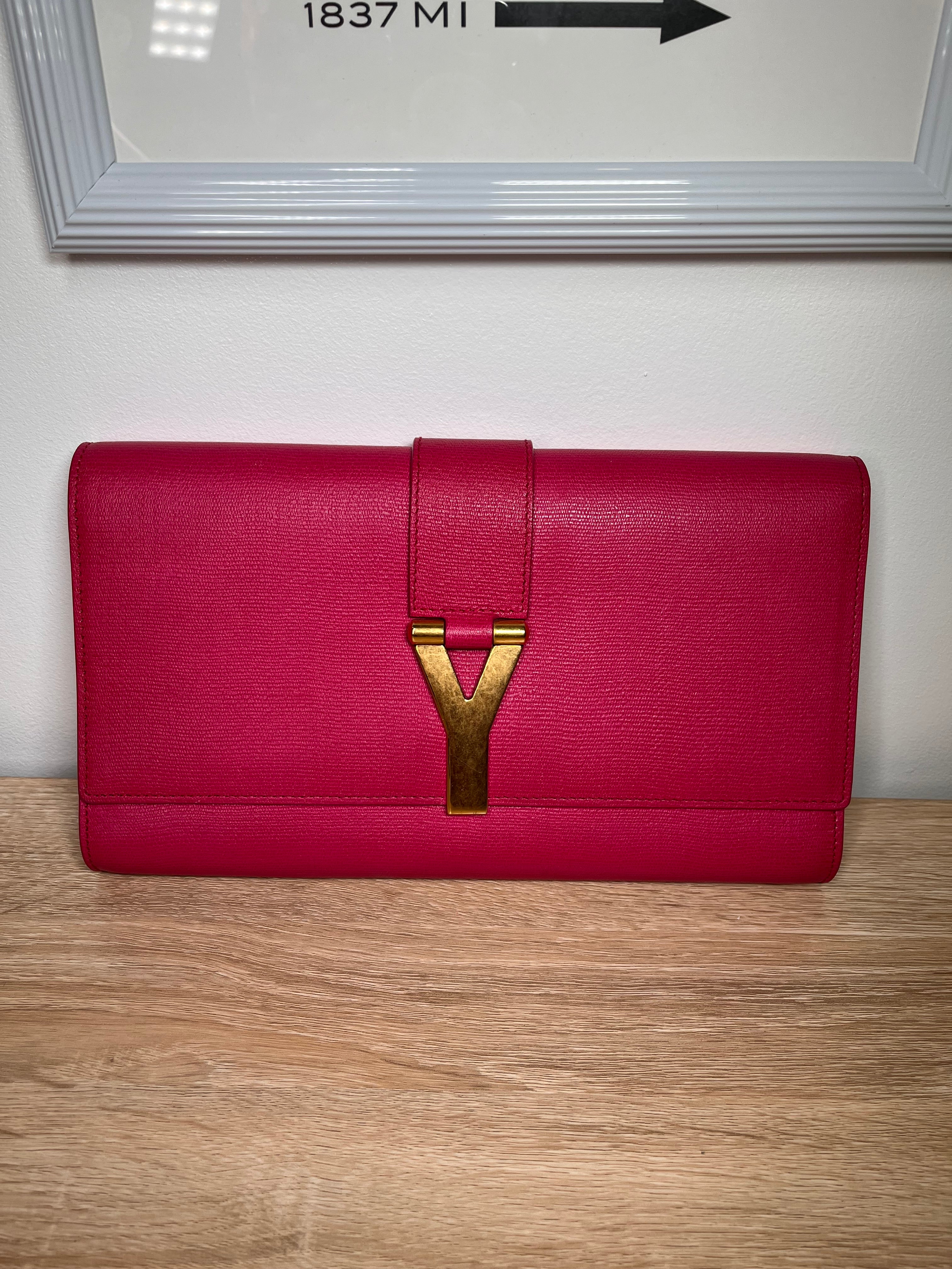 Yves Saint Laurent Y-Ligne Fuchsia Clutch