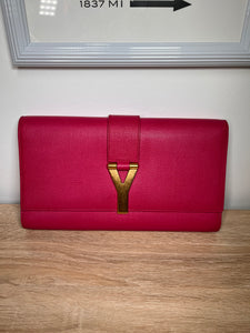 Yves Saint Laurent Y-Ligne Fuchsia Clutch