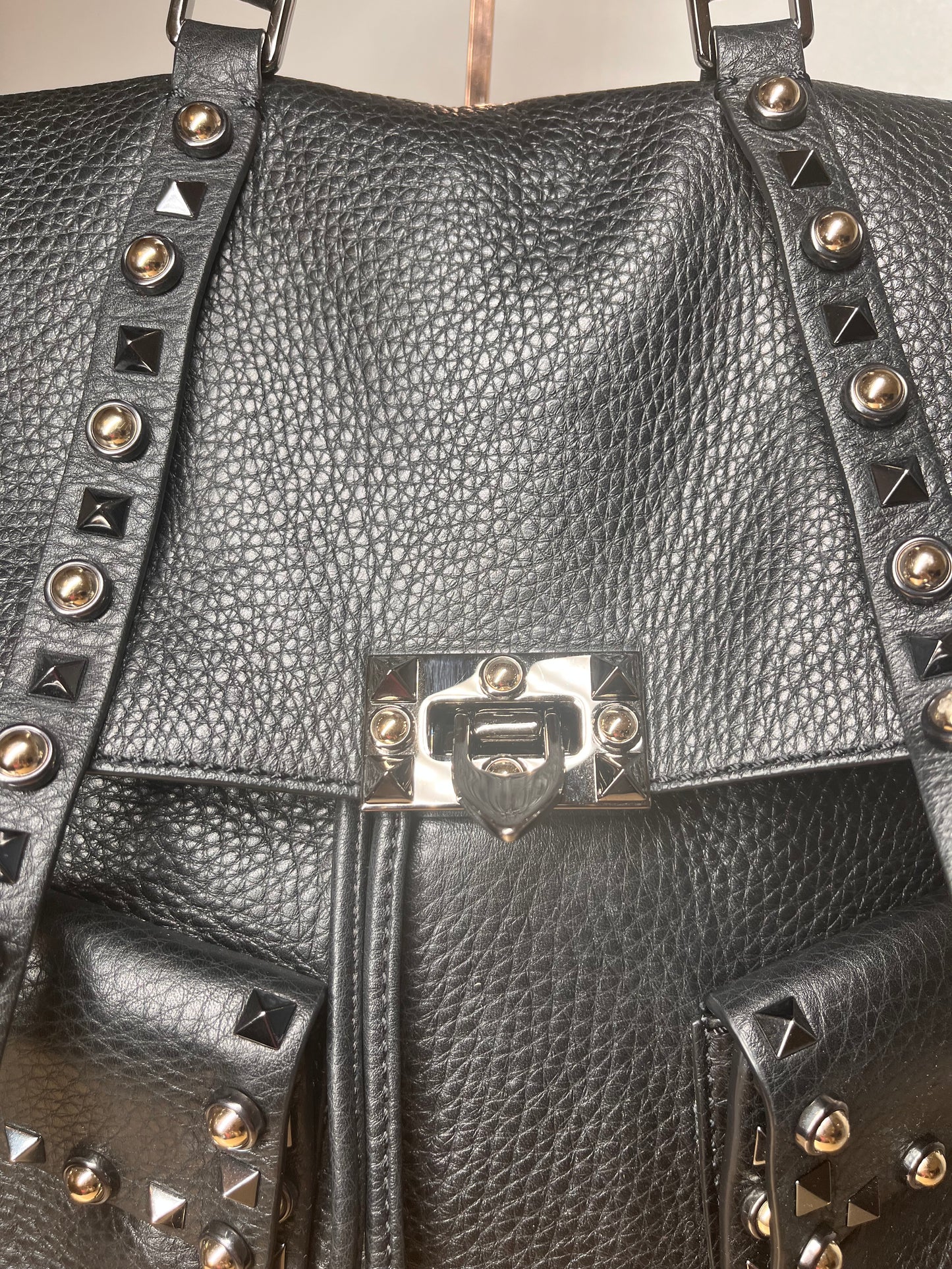 Pre-Owned VALENTINO Rockstud - Special edition straps Black Backpack, 11 by 13 by 5"