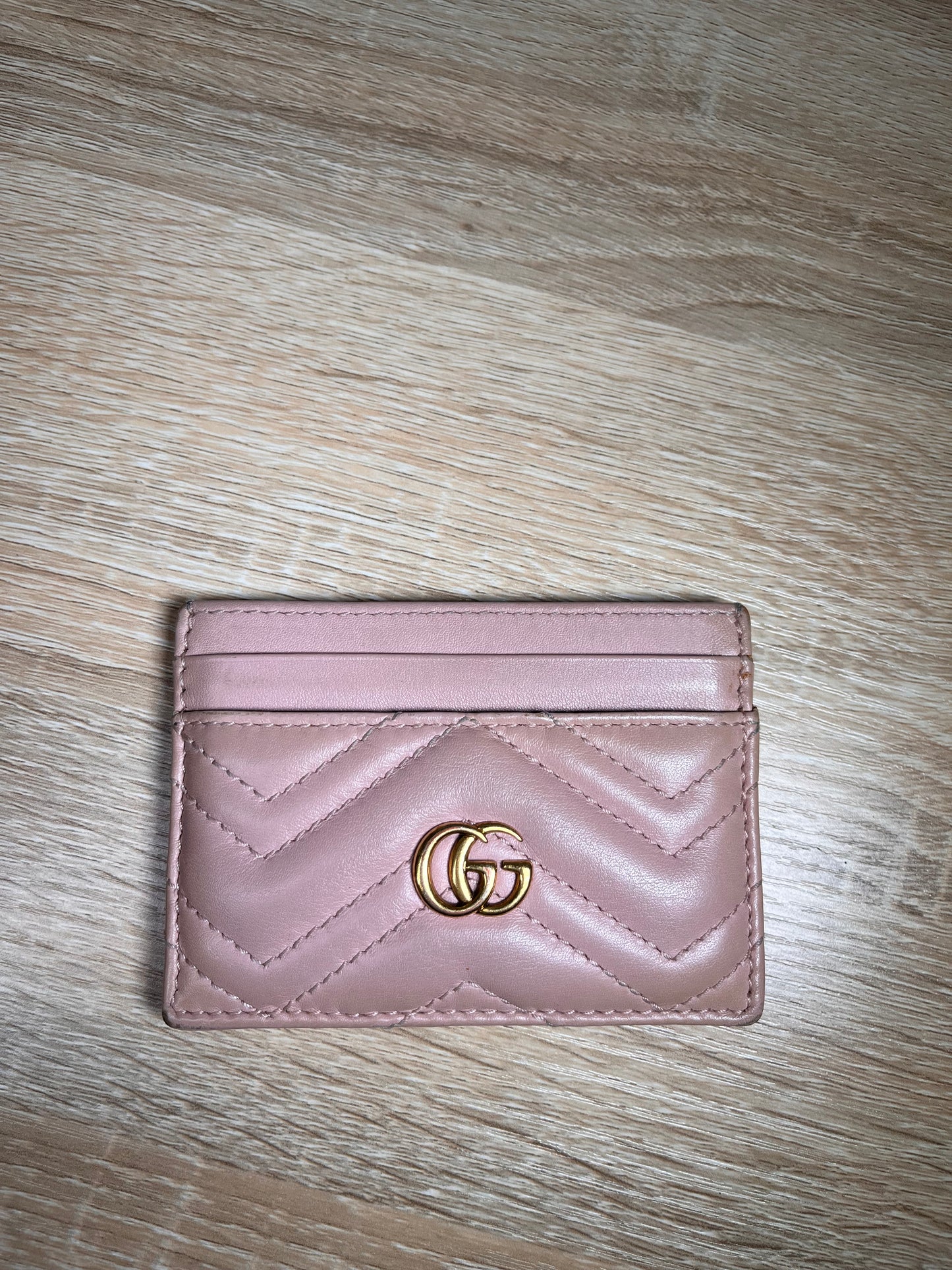 Pre-Owned GUCCI Marmont Blush Pink Card Holder, One Size
