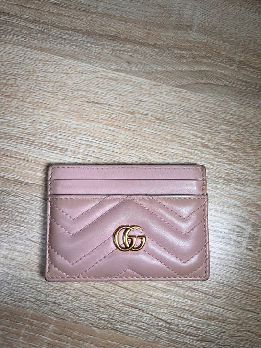 Pre-Owned GUCCI Marmont Blush Pink Card Holder, One Size