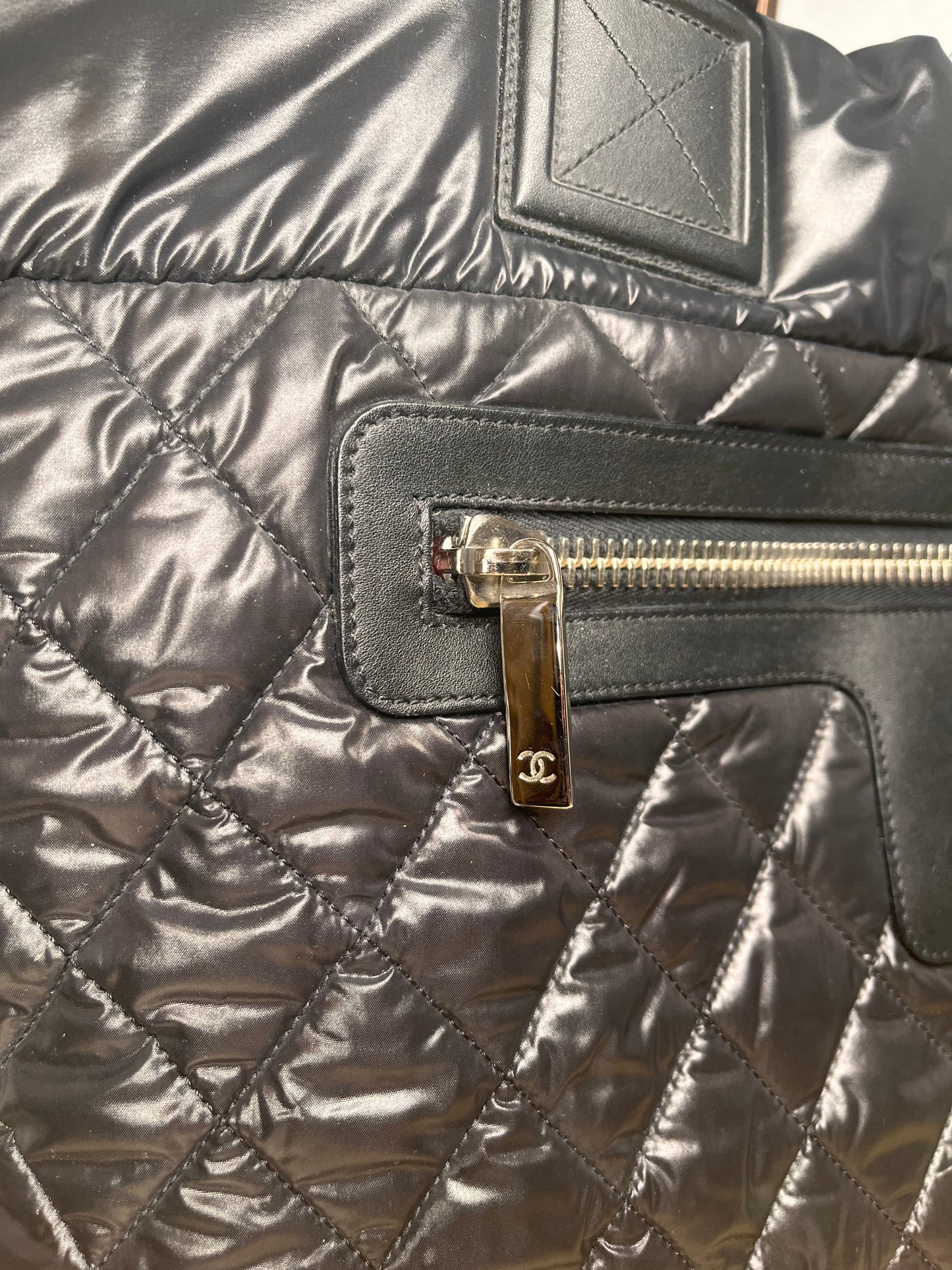 Pre-Owned CHANEL™ Tote Black Handbag, 20 by 12 by 6"