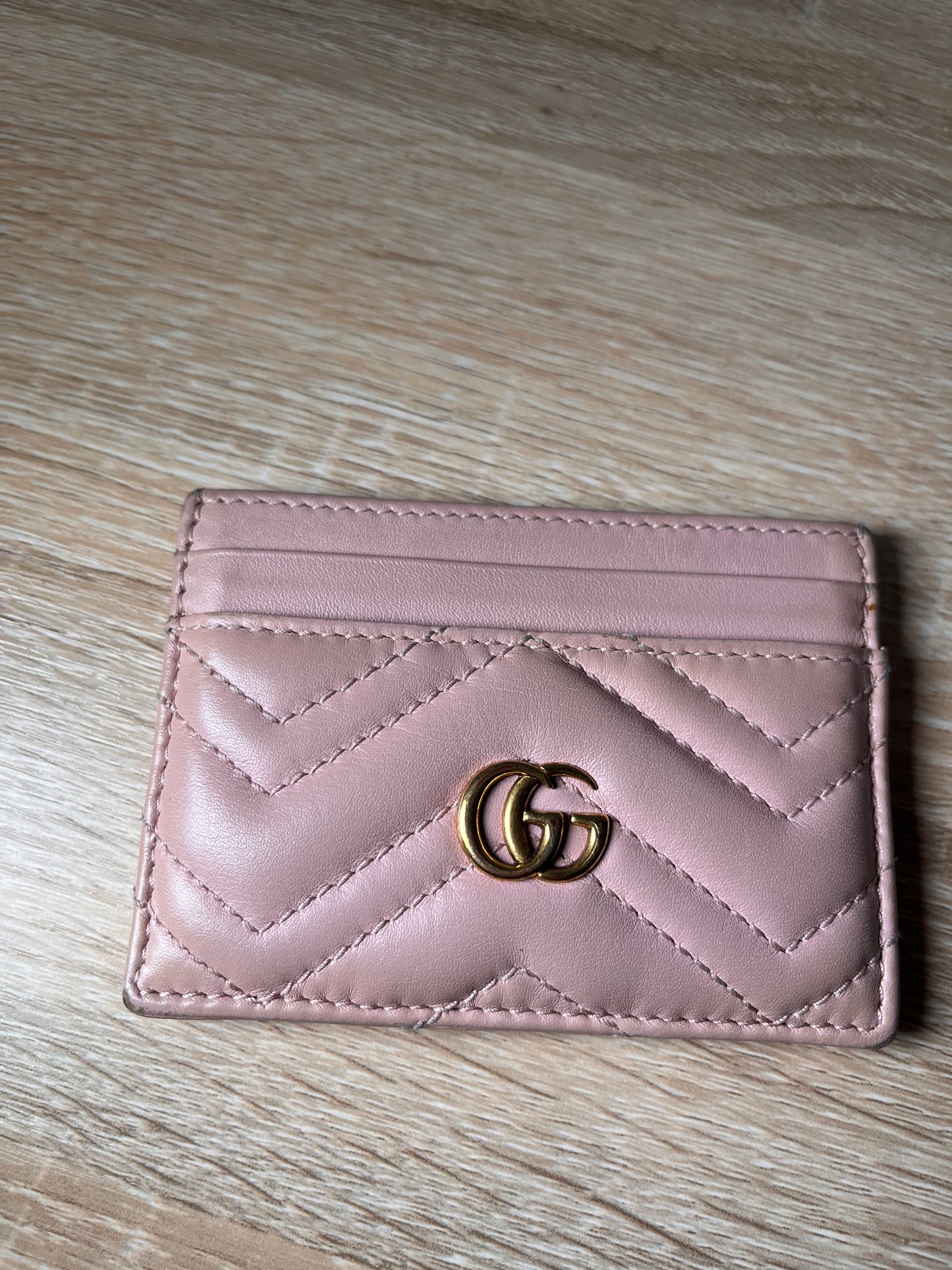 Pre-Owned GUCCI Marmont Blush Pink Card Holder, One Size