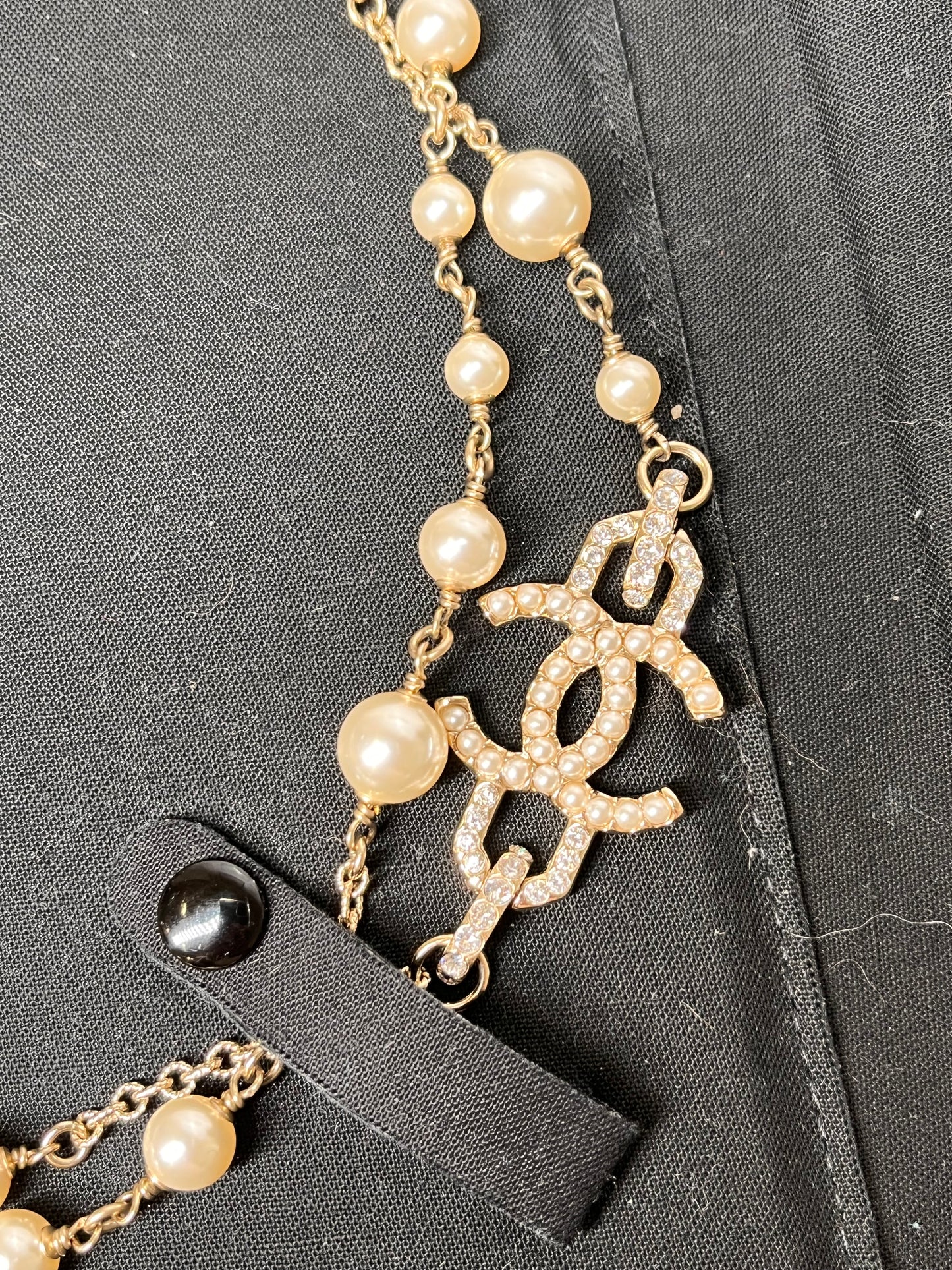 Pre-Owned CHANEL™ Long Pearl Silver Necklace, 48”