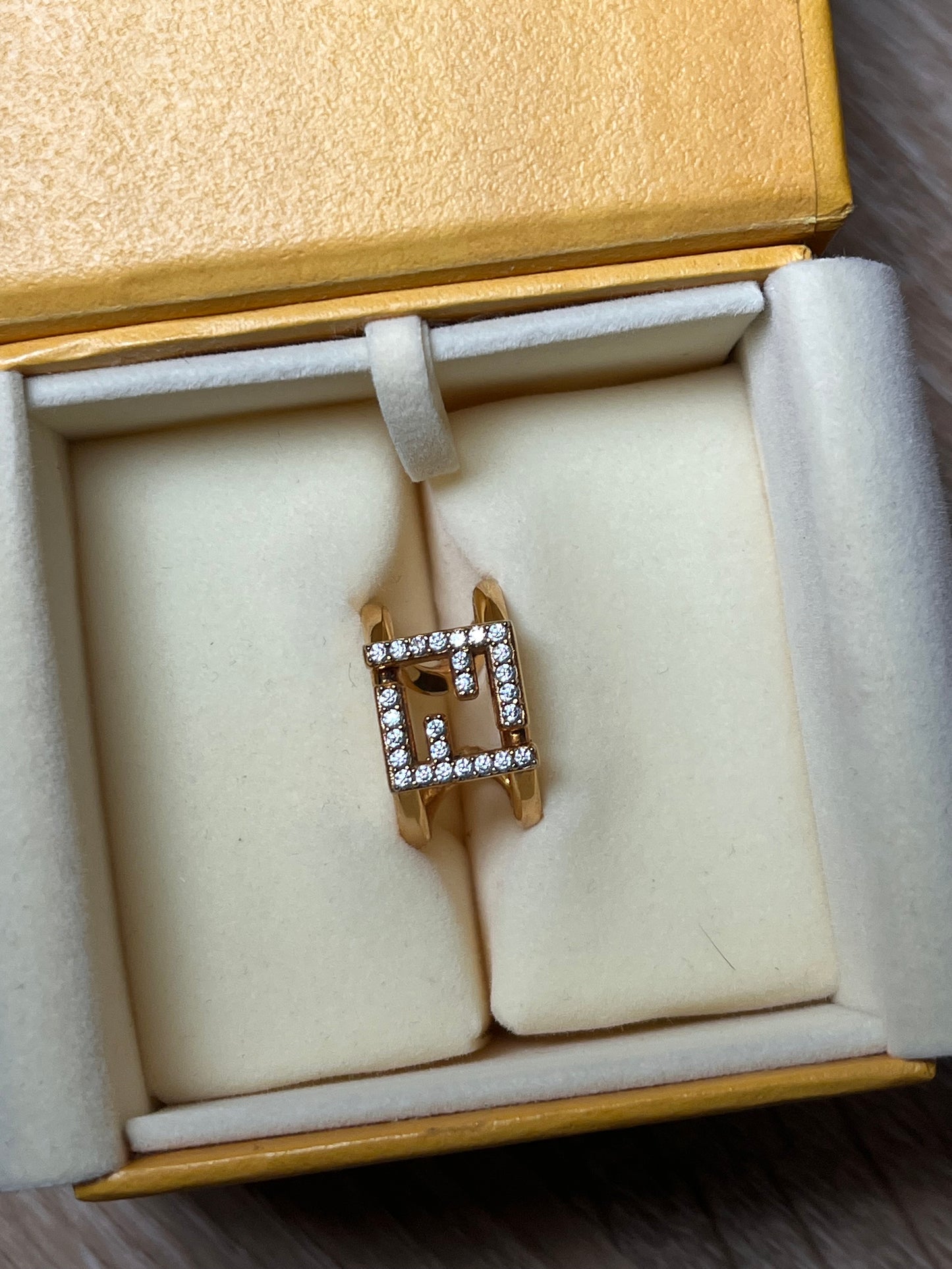 Pre-Owned FENDI FF Gold Ring, Small