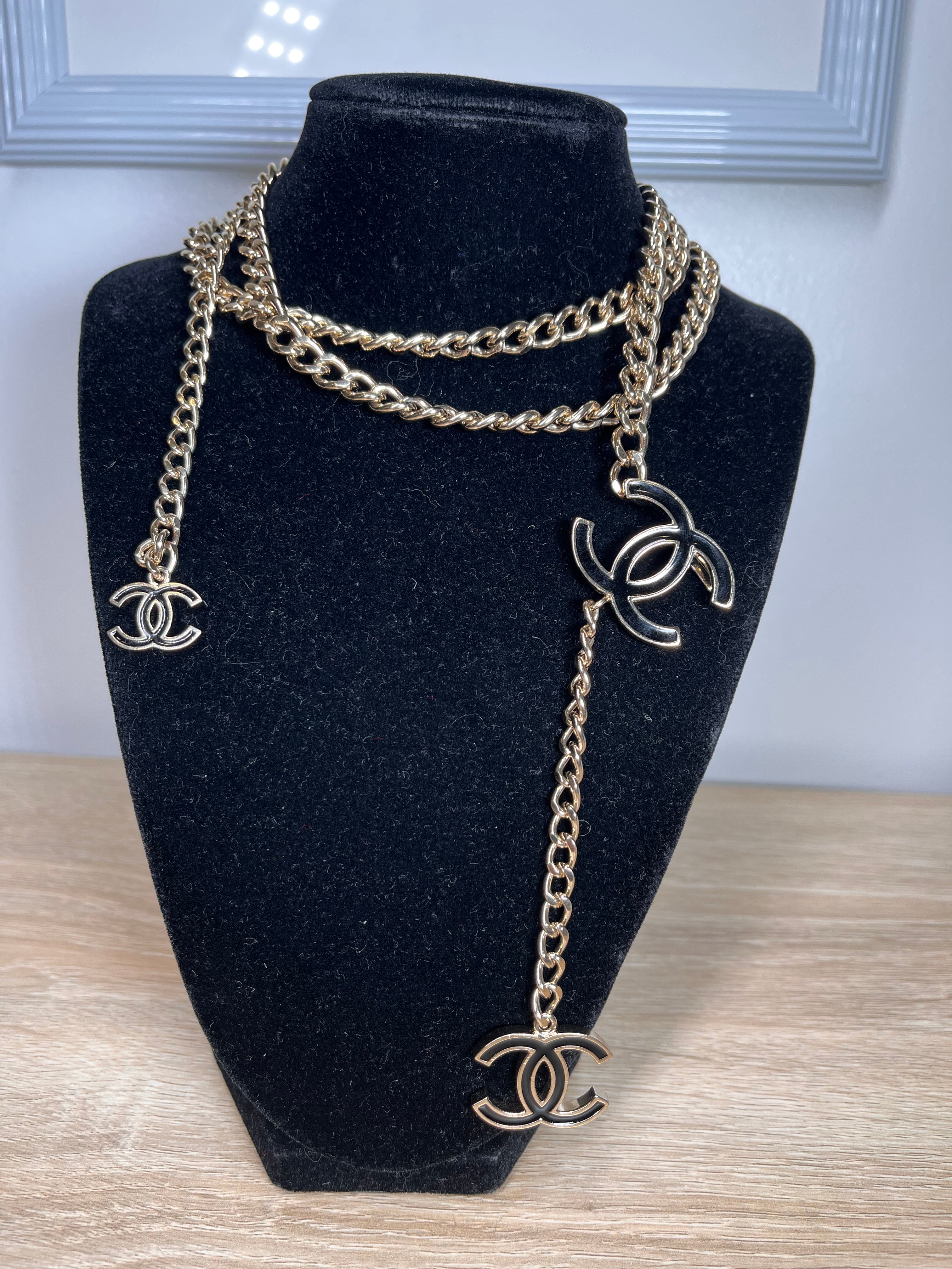 Chanel™ Chain Black/Light Gold Belt, 40"