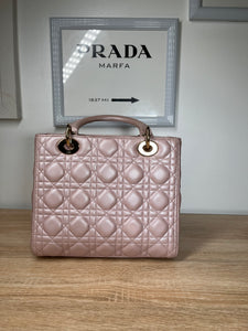 Dior - Lady Dior Pearl Pink Handbag,Medium
