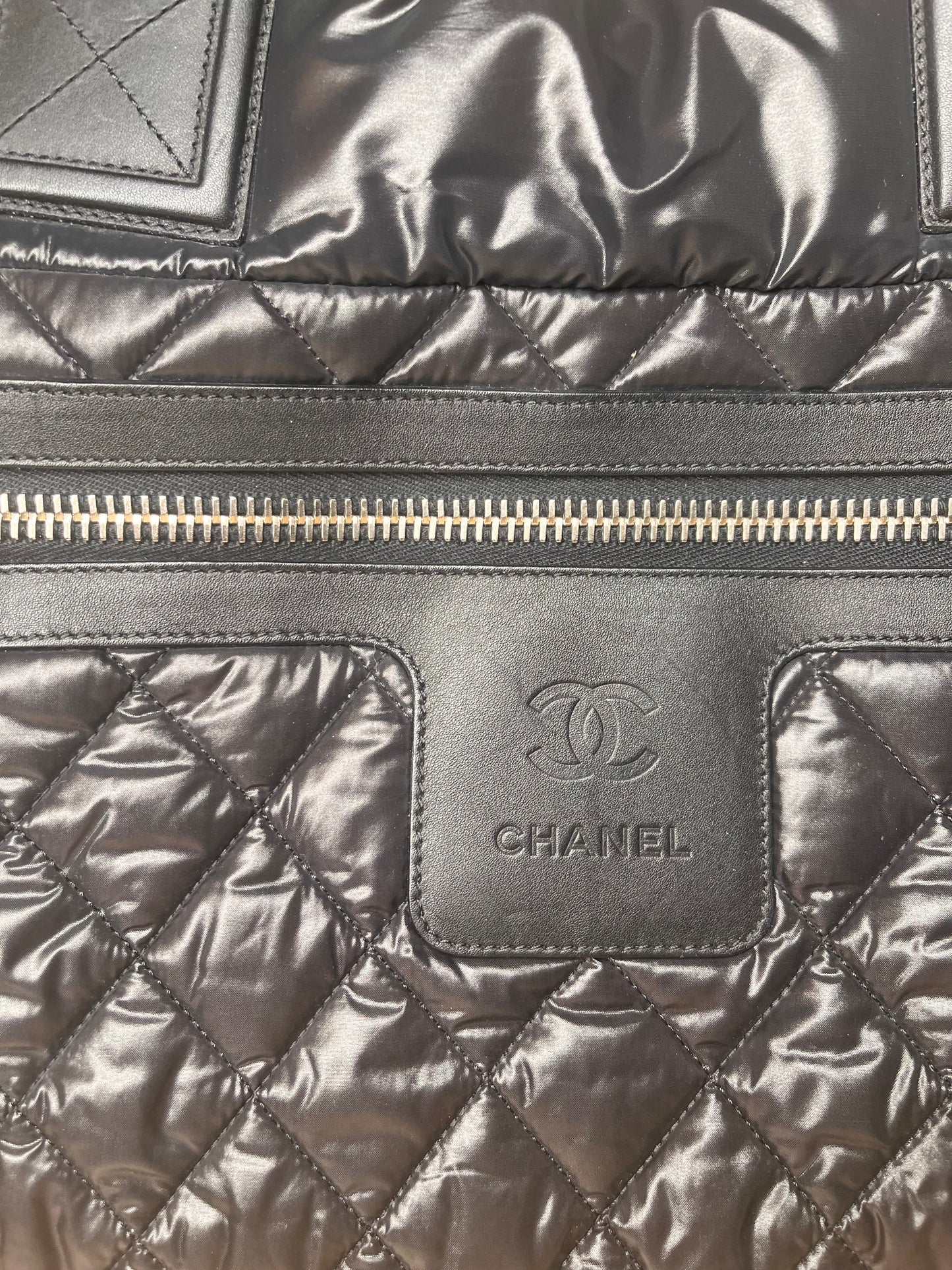 Pre-Owned CHANEL™ Tote Black Handbag, 20 by 12 by 6"