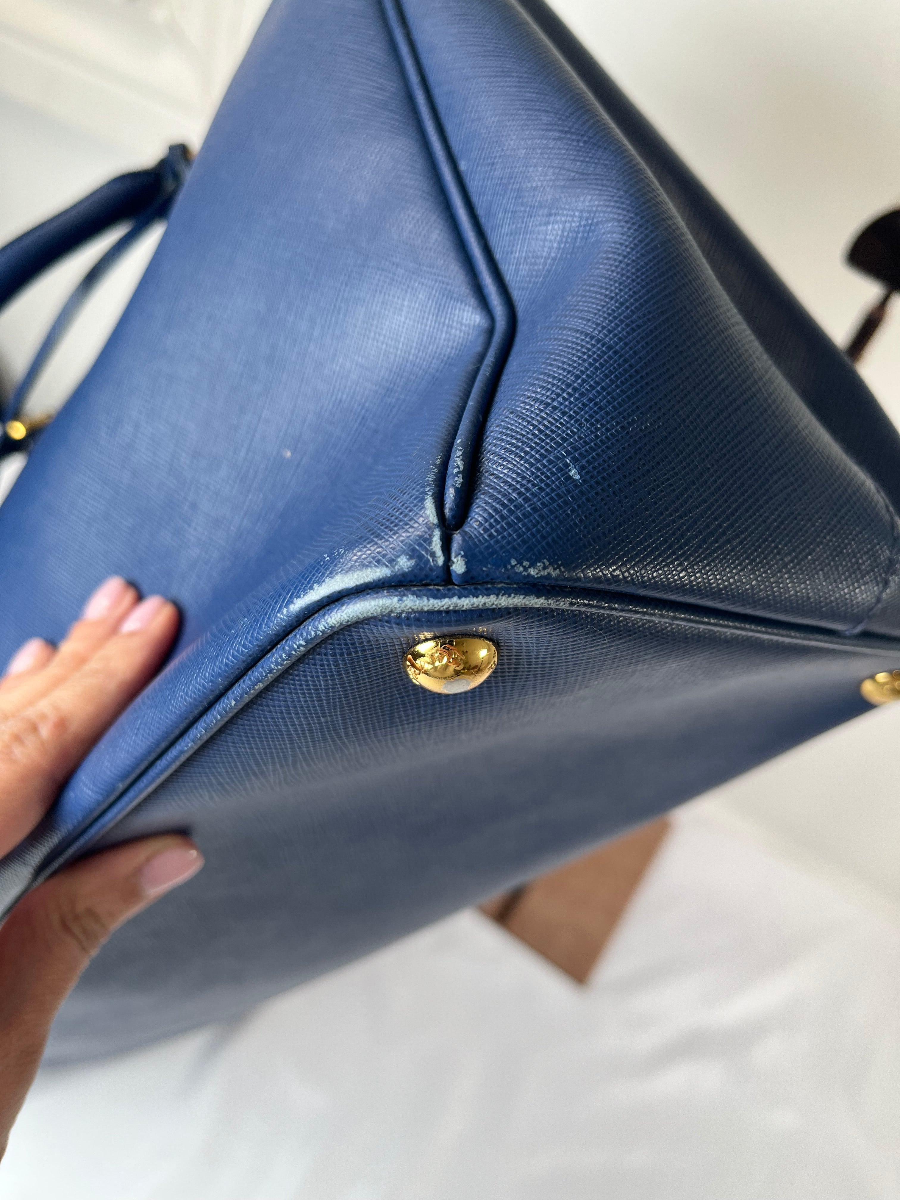 Prada Saffiano Galleria Top Handle Blue Handbag