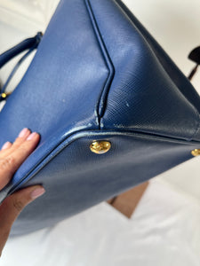 Prada Saffiano Galleria Top Handle Blue Handbag