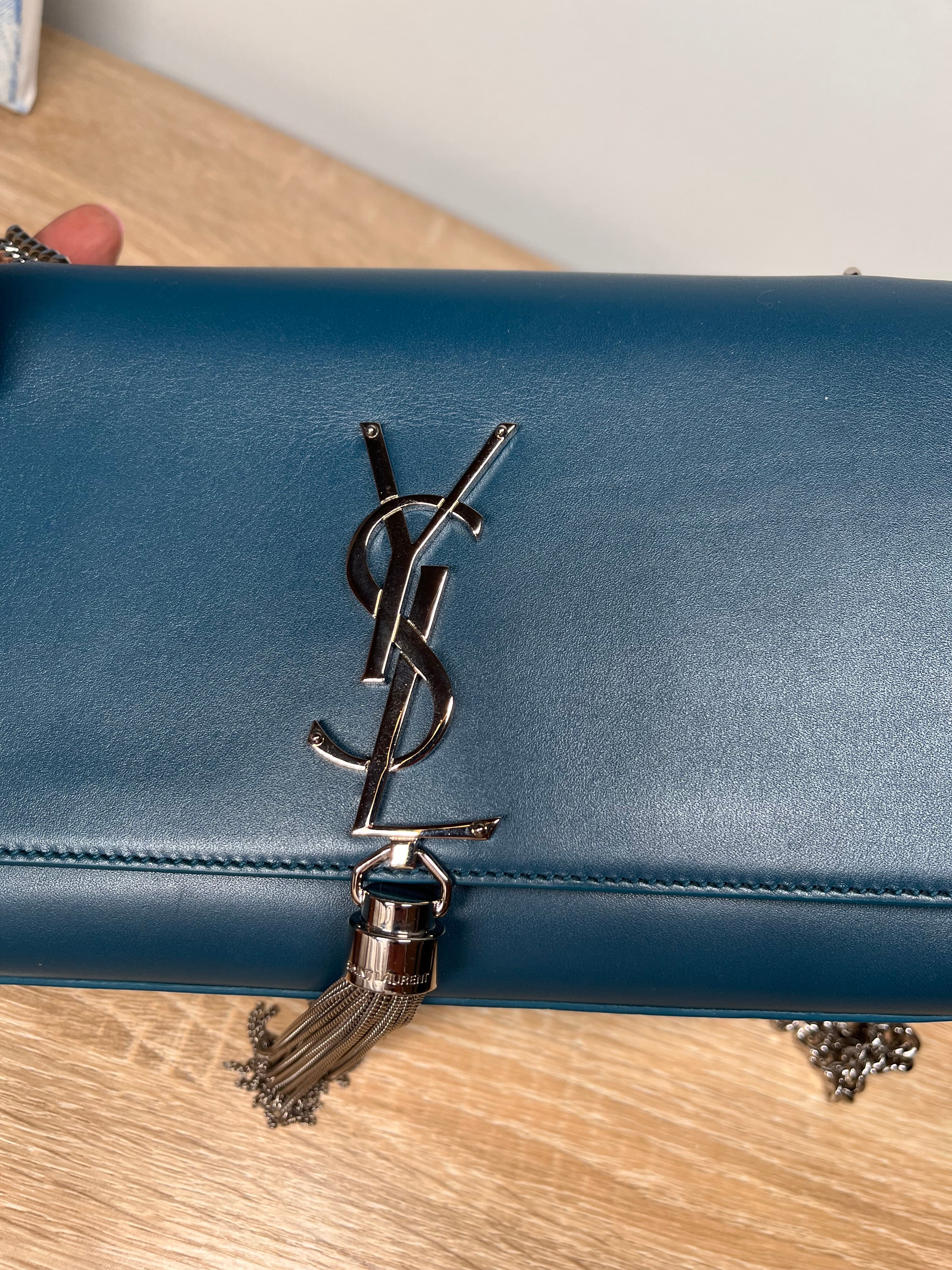 YSL Kate with tassel wallet on chain Teal/Blue