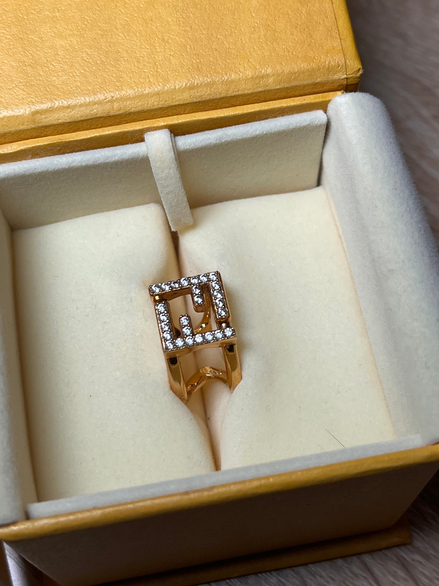 Pre-Owned FENDI FF Gold Ring, Small