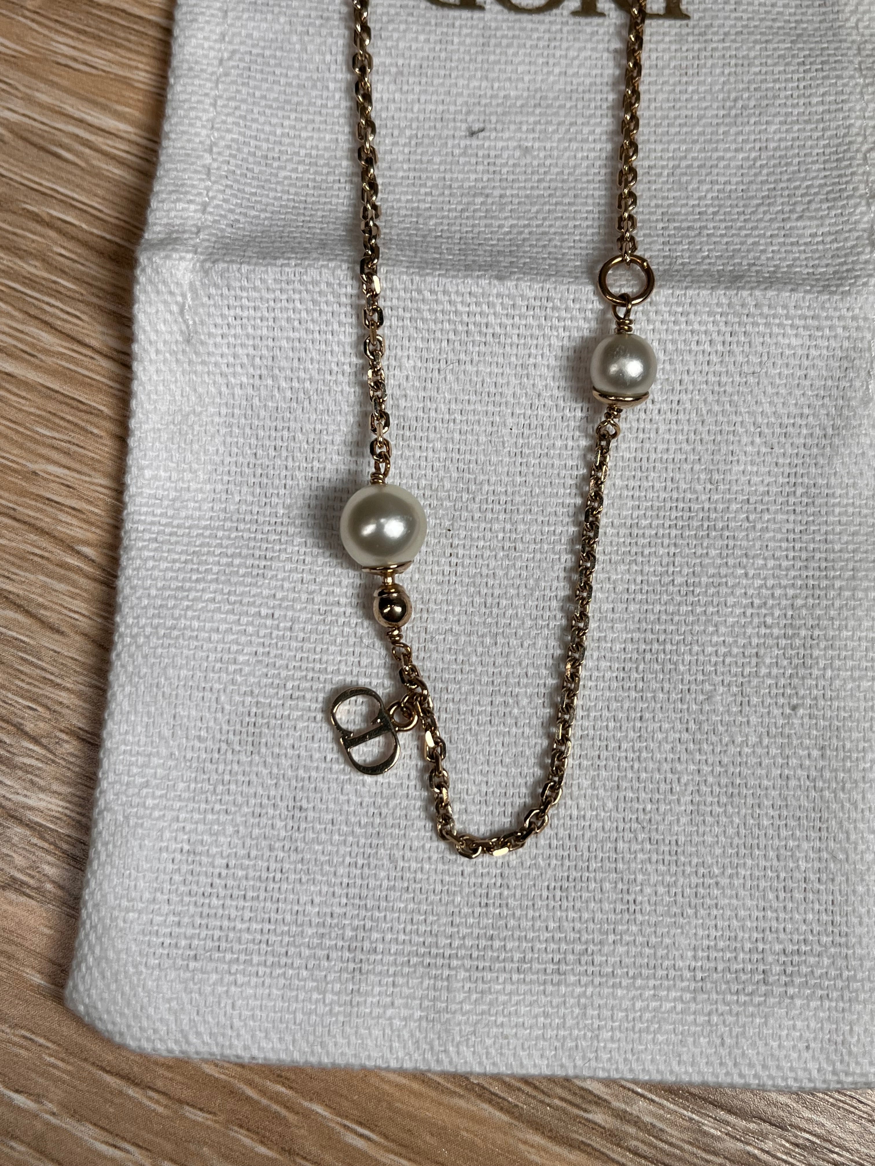 Christian Dior Faux Pearl La Petite Tribale Charm  Bracelet, 8.5"