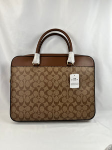 Pre-Owned COACH Coated Canvas & Leather Brown/Beige Laptop Bag