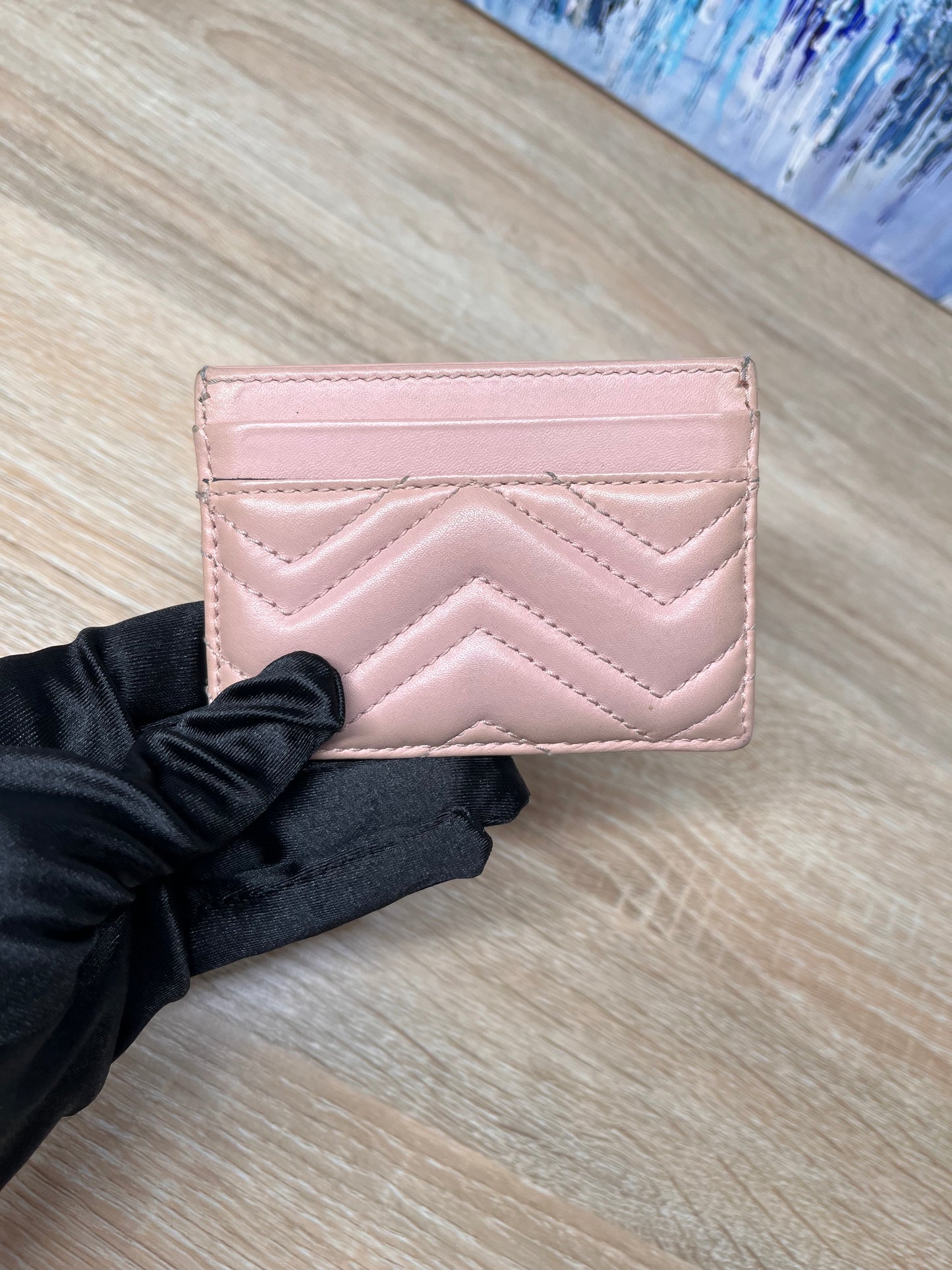 Pre-Owned GUCCI Marmont Blush Pink Card Holder, One Size
