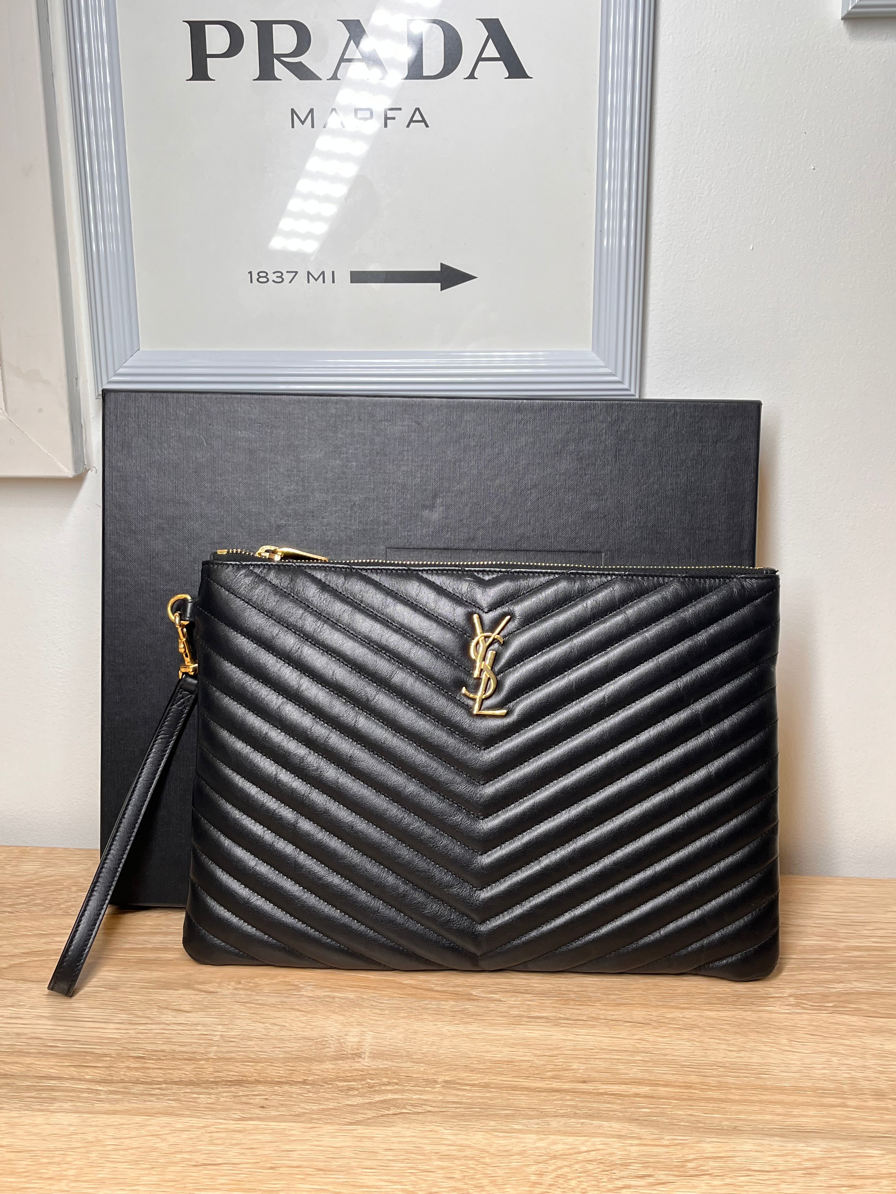Saint Laurent Matelasse Black Clutch