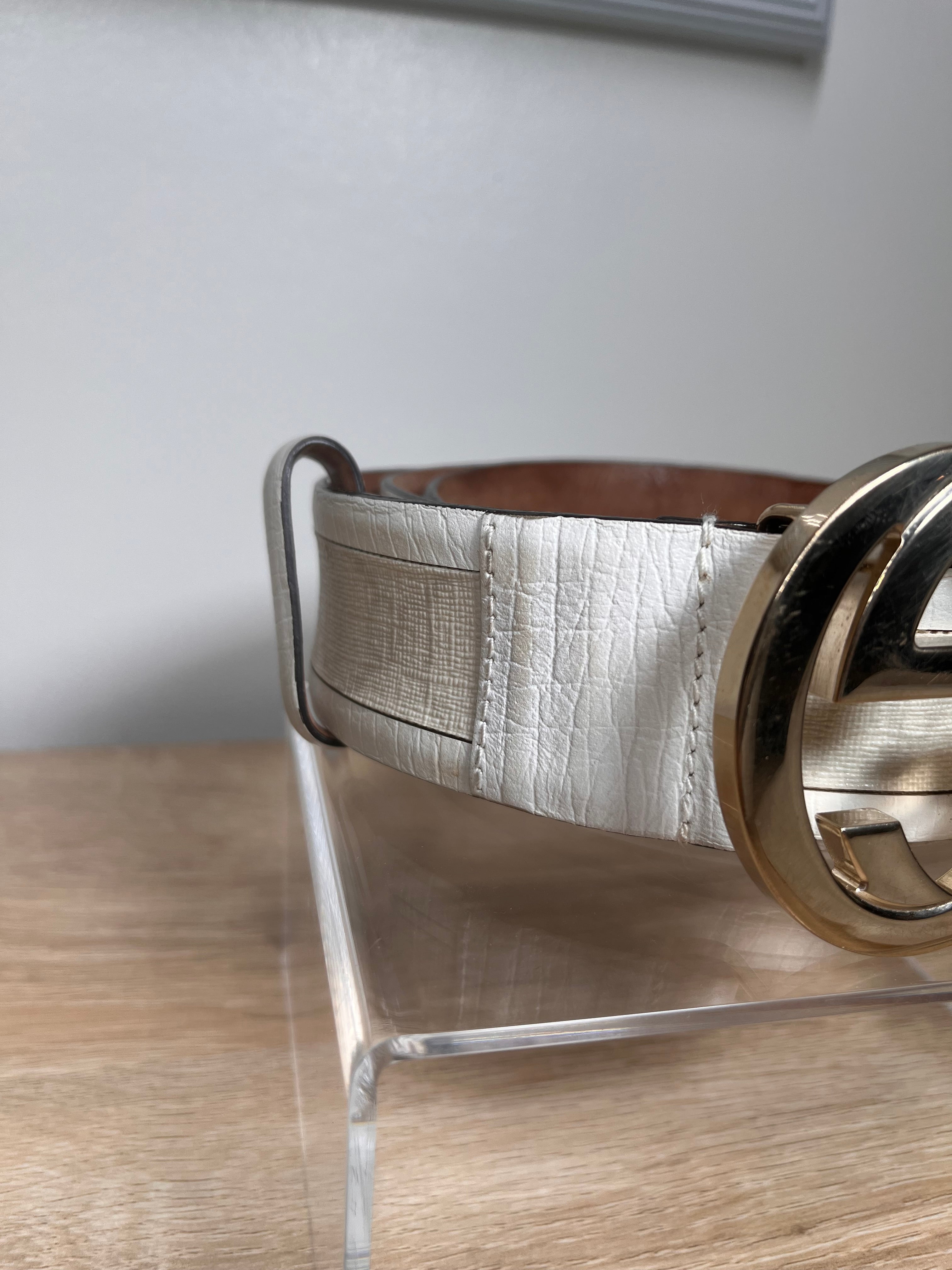 Pre-owned GUCCI Offwhite/White Belt, 95