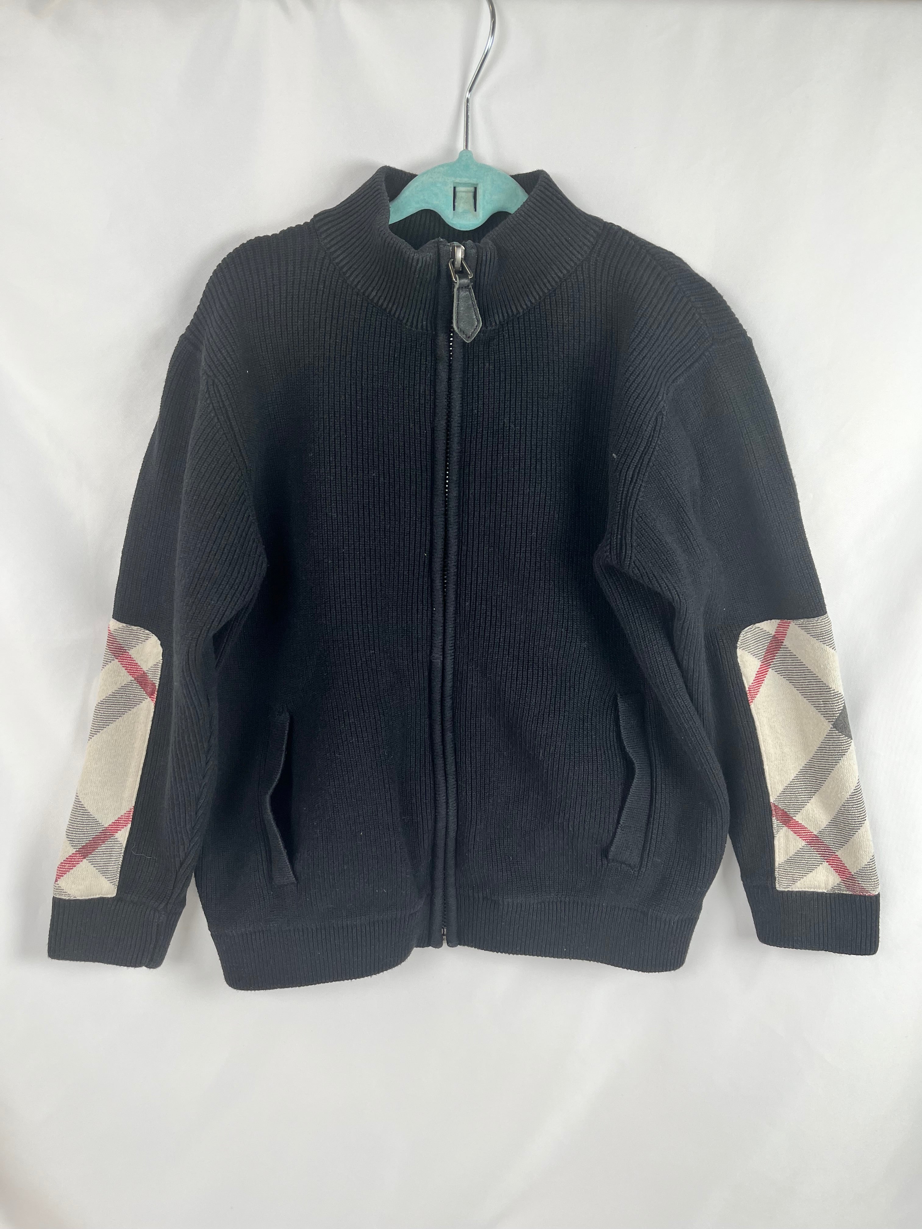 Burberry Zip Down Black Sweater, 5Y