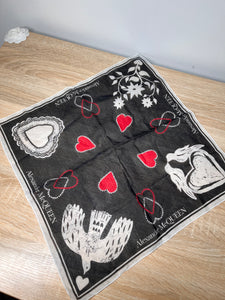 Alexander McQueen Black/White Scarf, 17 by 17 inches