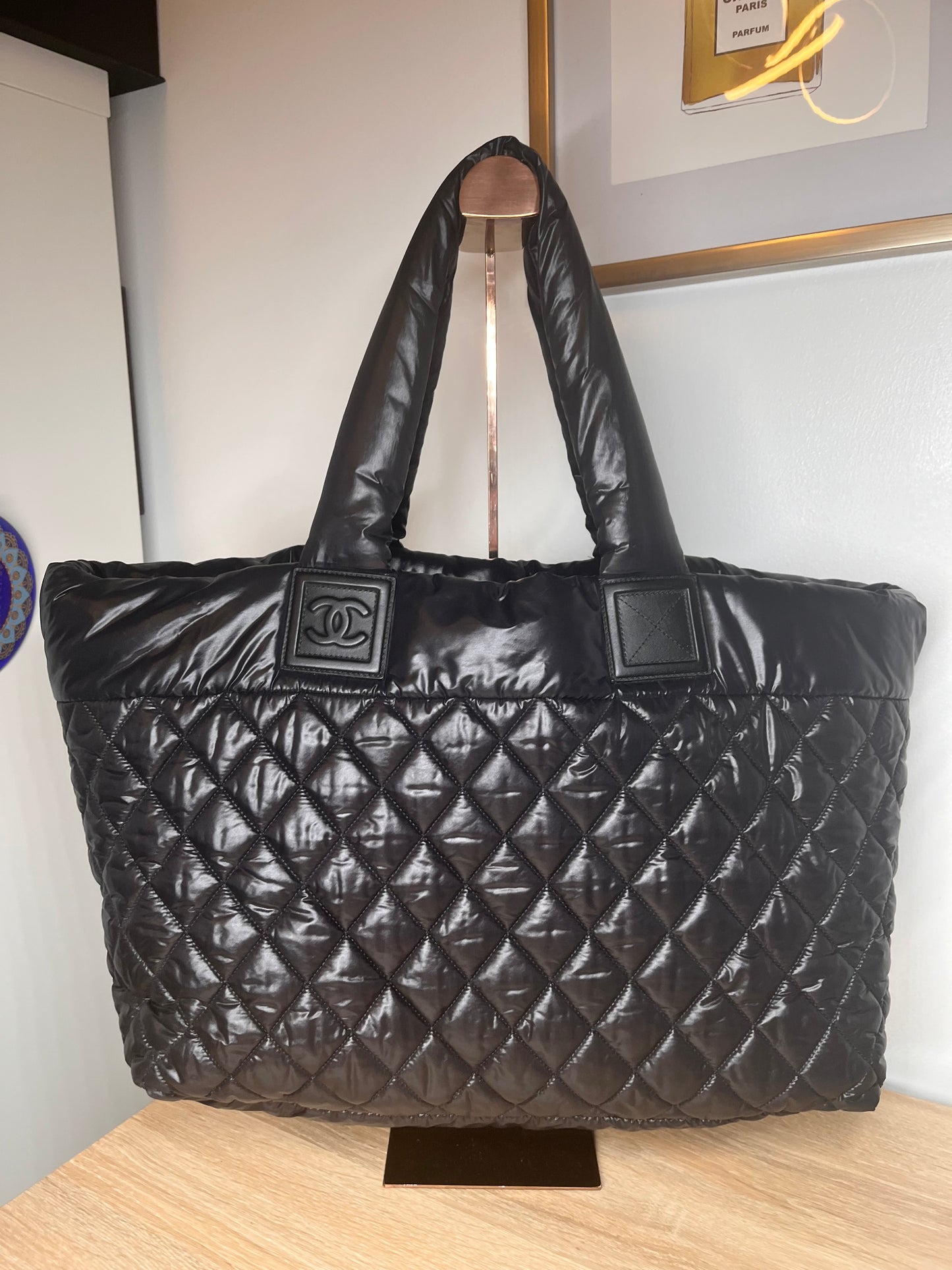 Pre-Owned CHANEL™ Tote Black Handbag, 20 by 12 by 6"