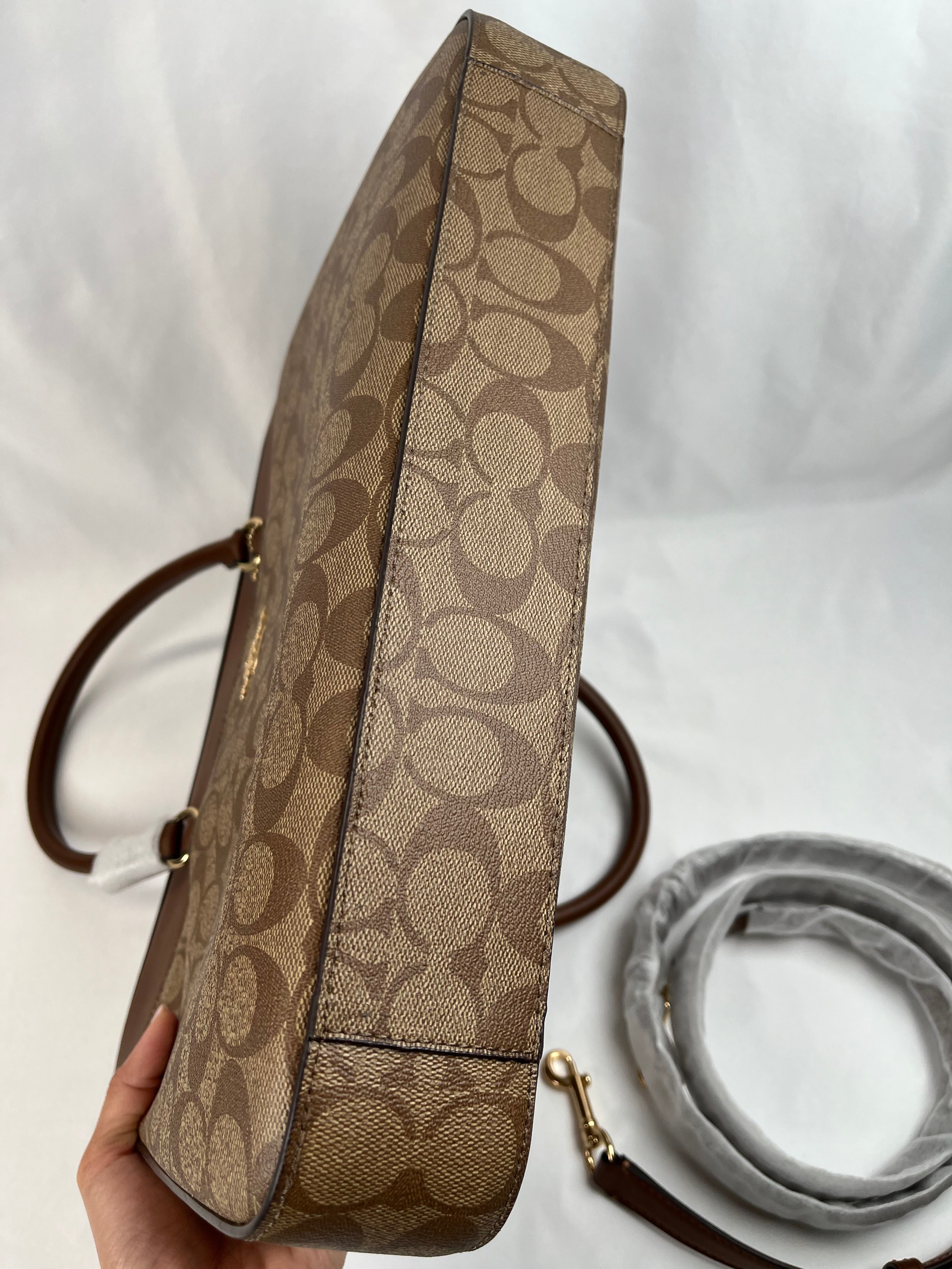 Pre-Owned COACH Coated Canvas & Leather Brown/Beige Laptop Bag