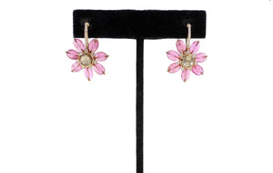 Pre-Owned AMRAPALI Jaipur Gold Ruby Diamond Floral Drop Gold/Ruby Earrings