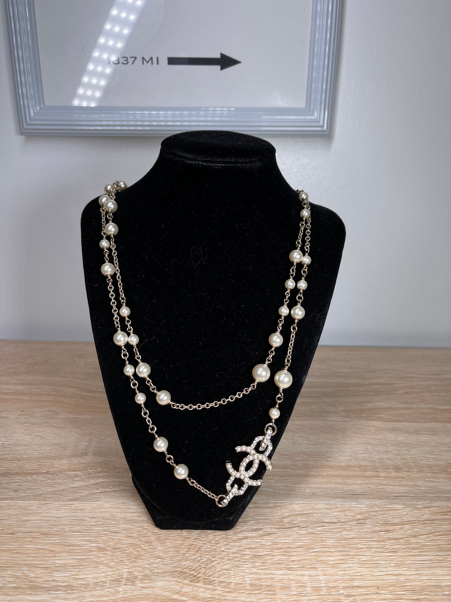 Pre-Owned CHANEL™ Long Pearl Silver Necklace, 48”