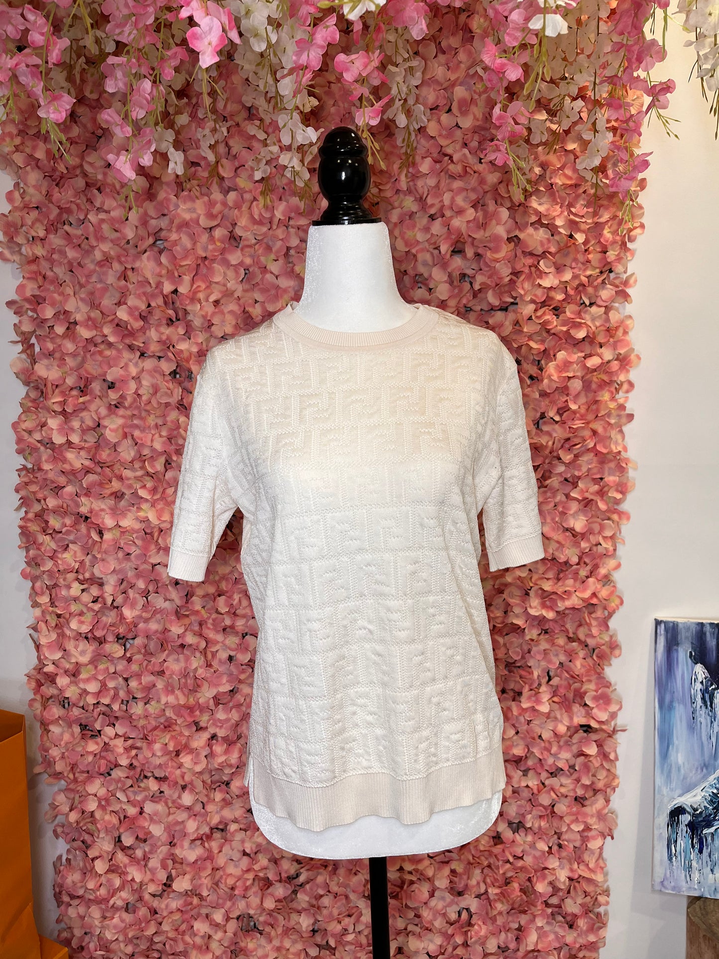 Pre-Owned FENDI Pullover Off-White Top,42