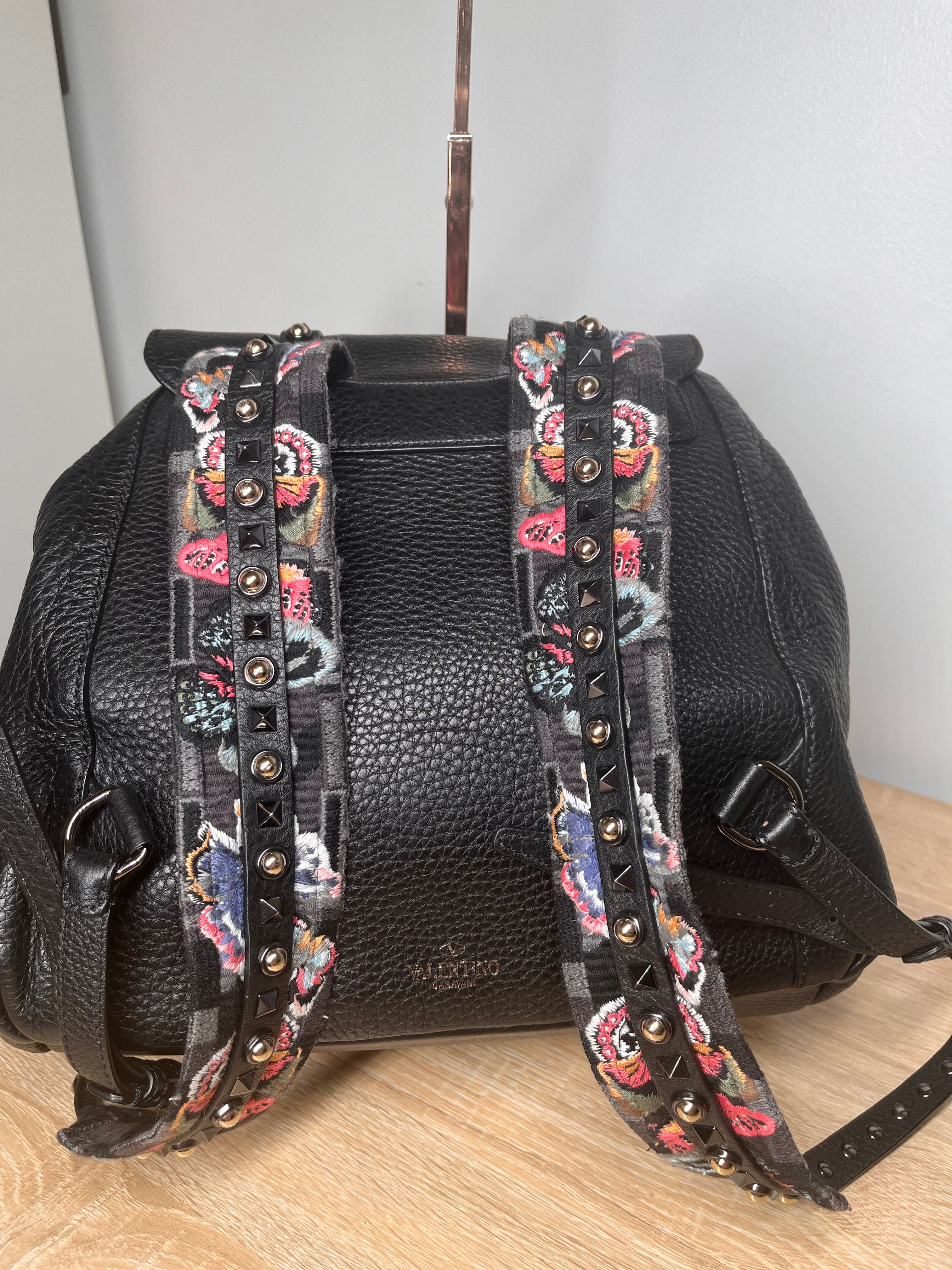 Valentino Rockstud - Special edition straps Black Backpack, 11 by 13 by 5"