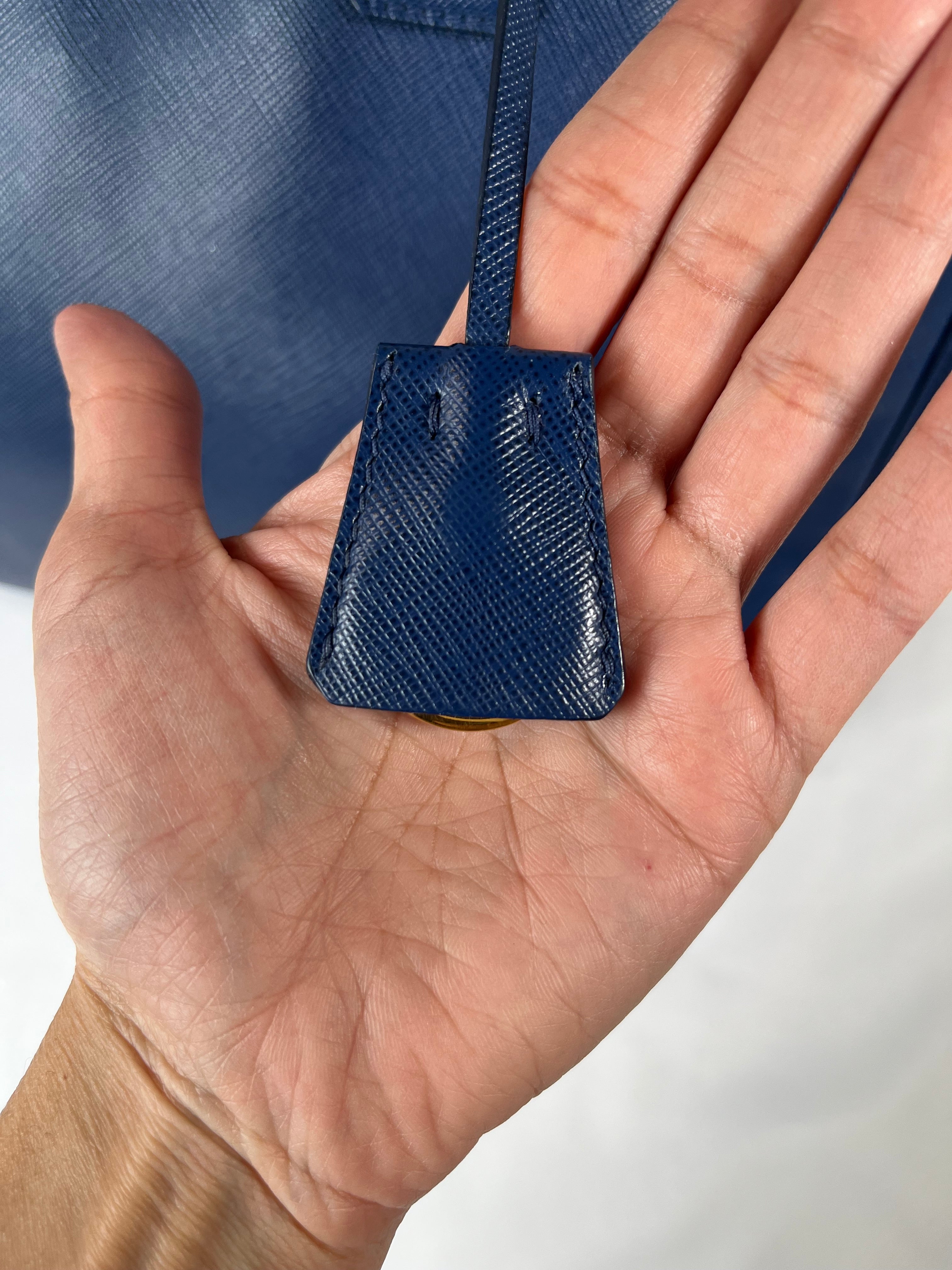 Prada Saffiano Galleria Top Handle Blue Handbag