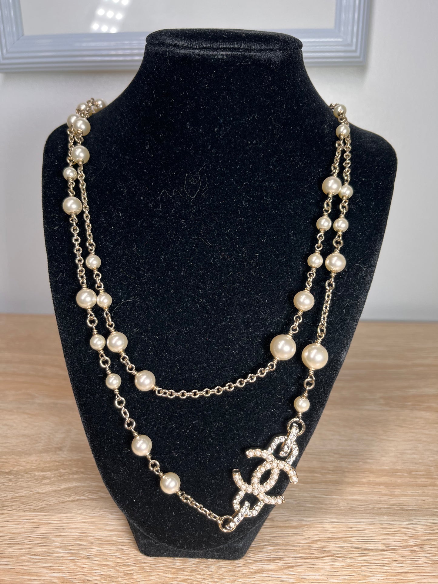 Pre-Owned CHANEL™ Long Pearl Silver Necklace, 48”