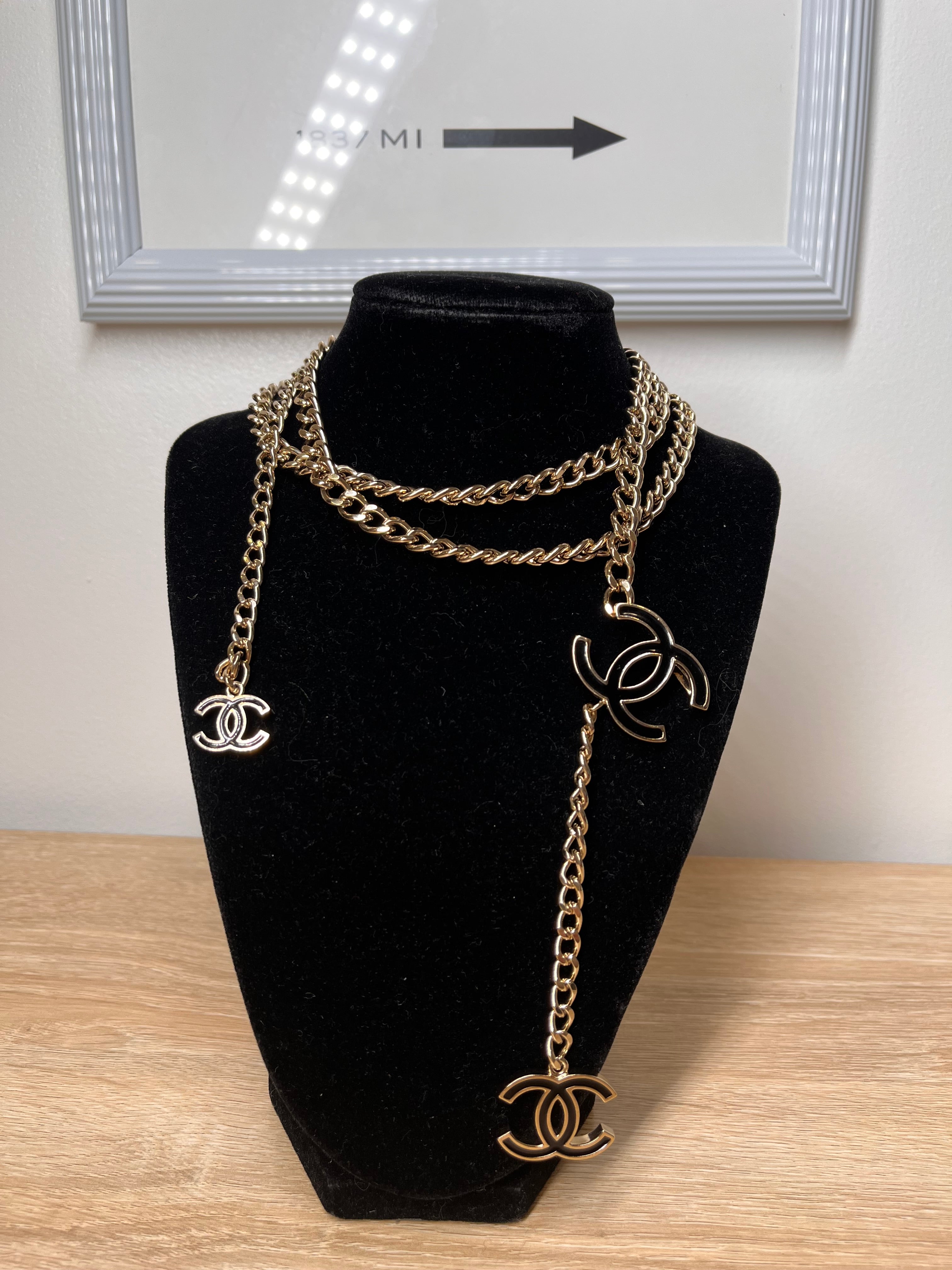 Chanel™ Chain Black/Light Gold Belt, 40"